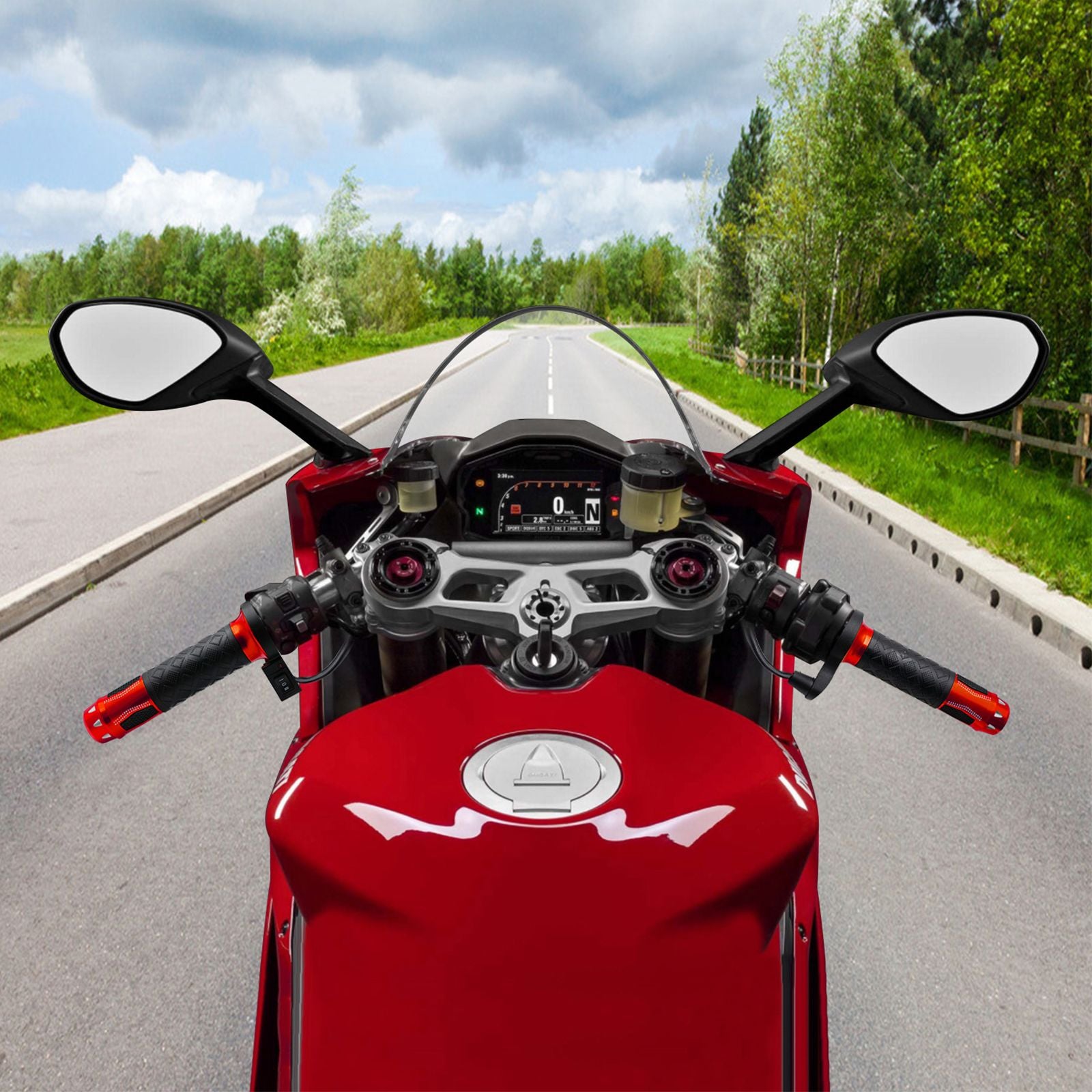 Universal 12V Aquecido Punhos CNC Guidão Aquecedor Quente 7/8" Para Motocicleta Ouro