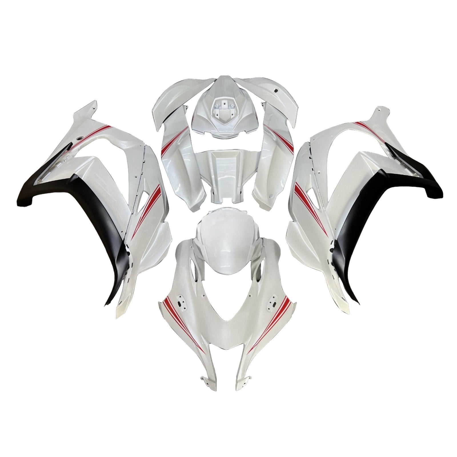 Amotopart 2016-2020 Kawasaki ZX10R White Red Black Fairing Kit
