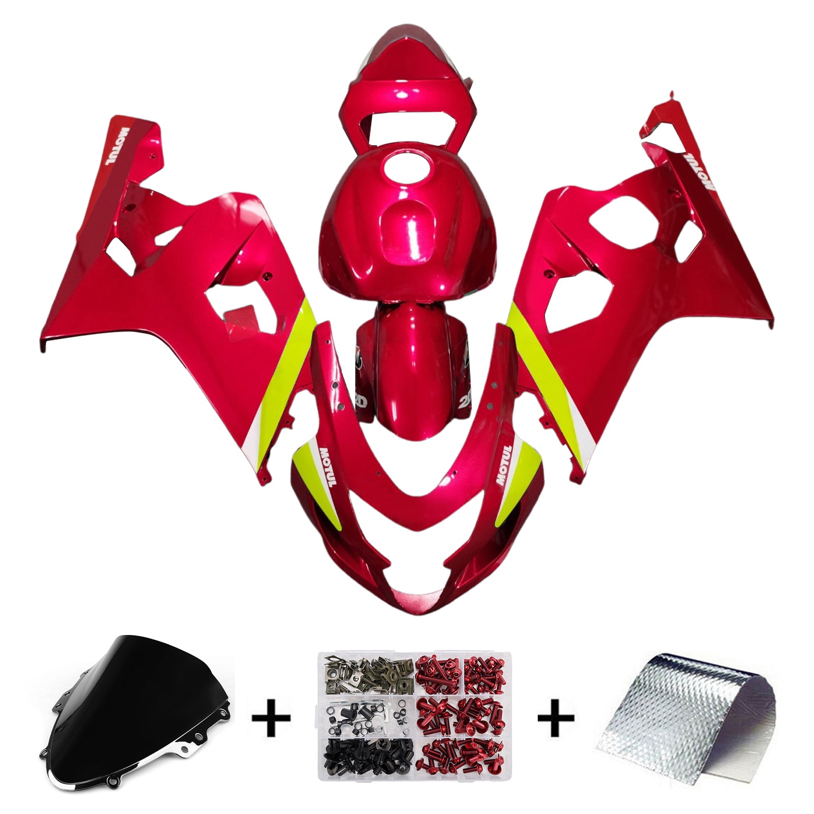 Amotopart 2004-2005 Suzuki GSXR 600/750 Red Yellow Fairing Kit