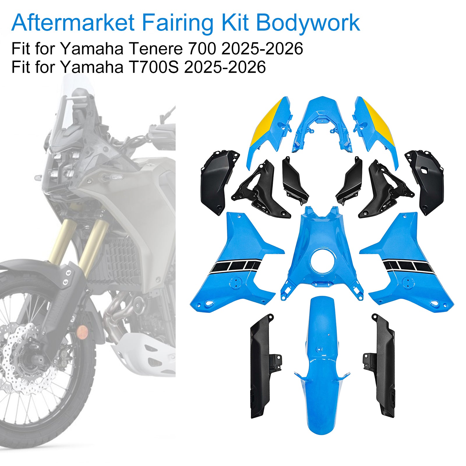 Amotopart 2025-2026 Yamaha Tenere 700 T700S Fairing Kit Collection