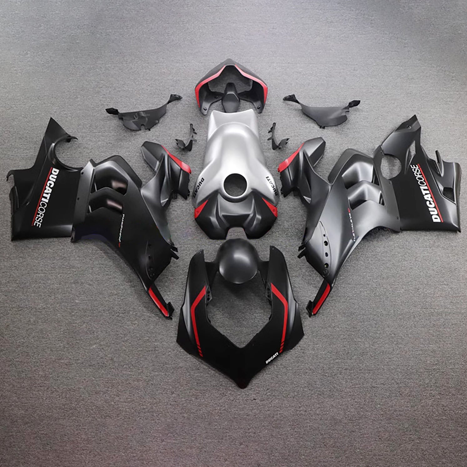 Amotopart Ducati 20-21 V4 V4s kit carenatura in argento nero opaco