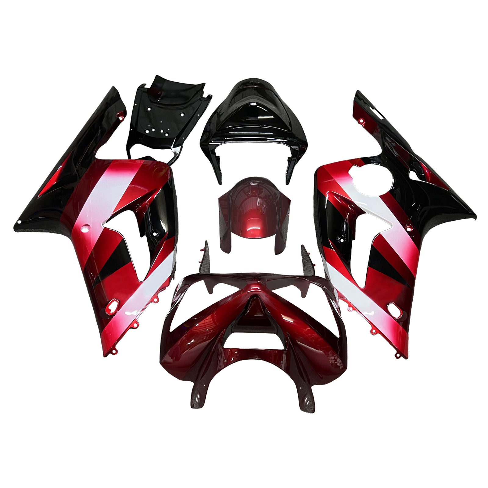 Amotopart 2003-2004 Kawasaki ZX6R 636 Dark Red Black Fairing Kit