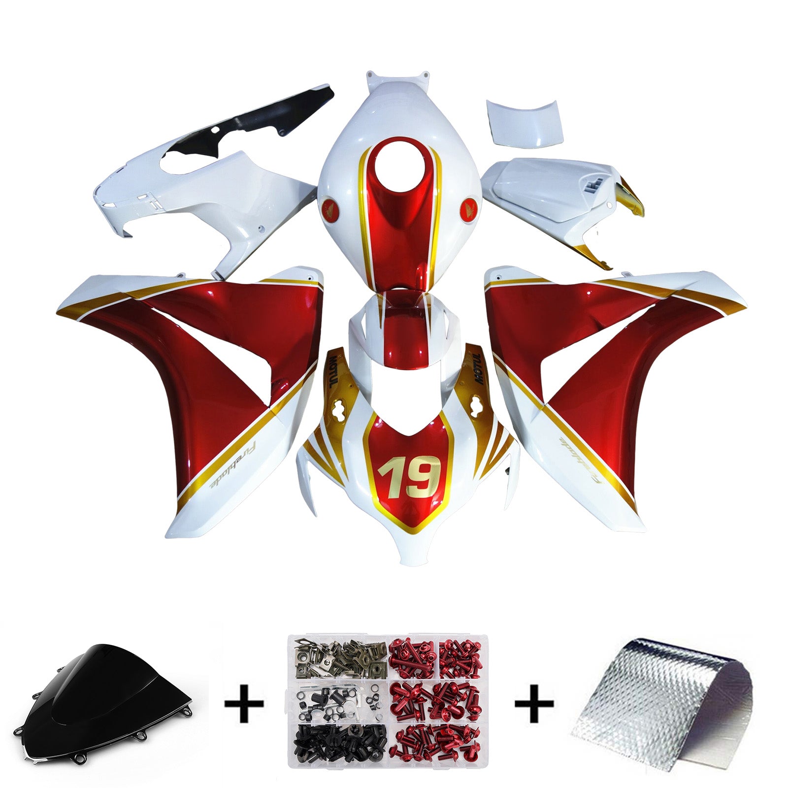 Amotopart 2008-2011 Honda CBR1000rr Kit de carénage rouge blanc