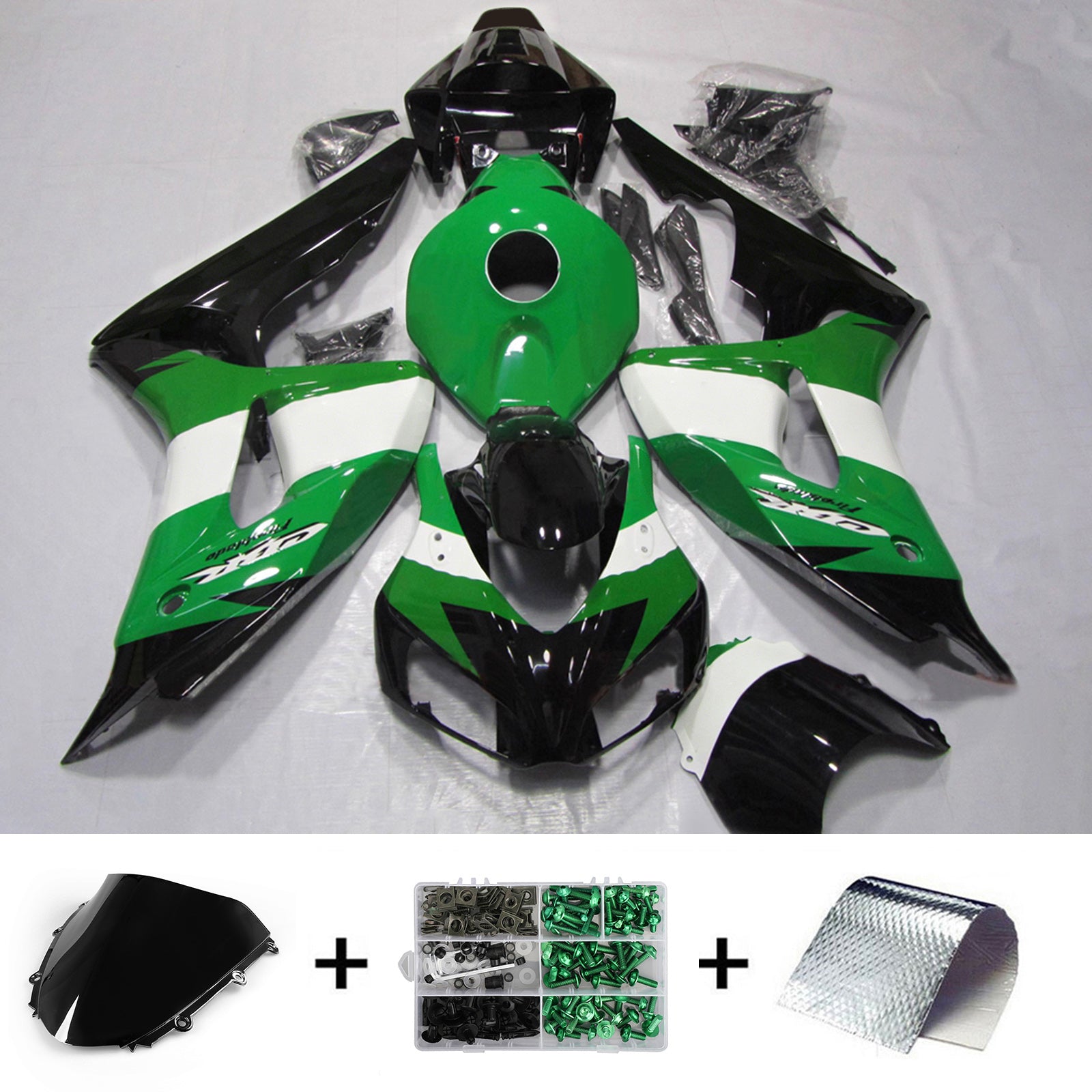 Amotopart 2006-2007 Honda CBR1000RR Green White Fairing Kit