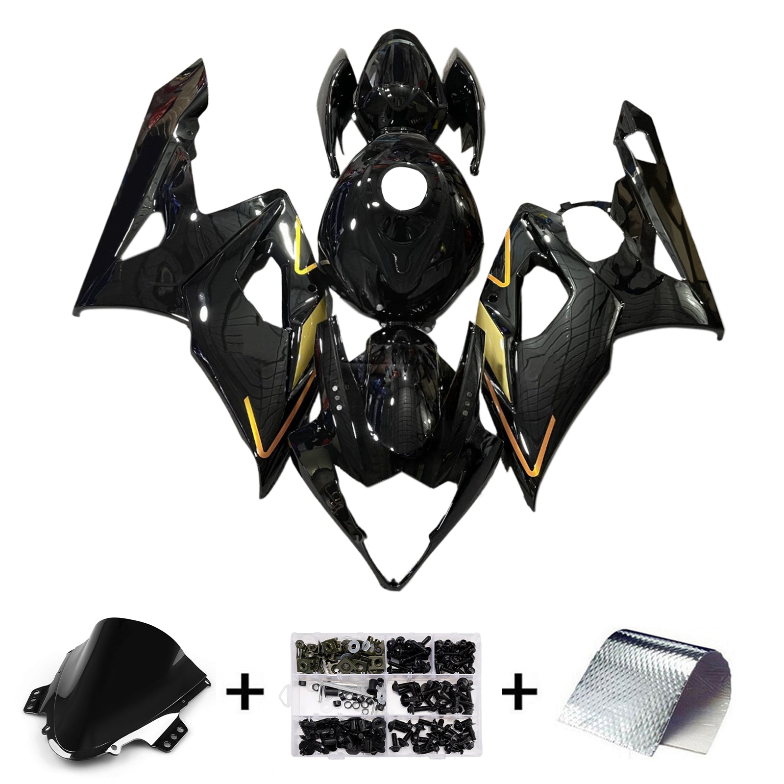 Amotopart 2005-2006 Suzuki GSXR1000 Black Gold Line Fairing Kit