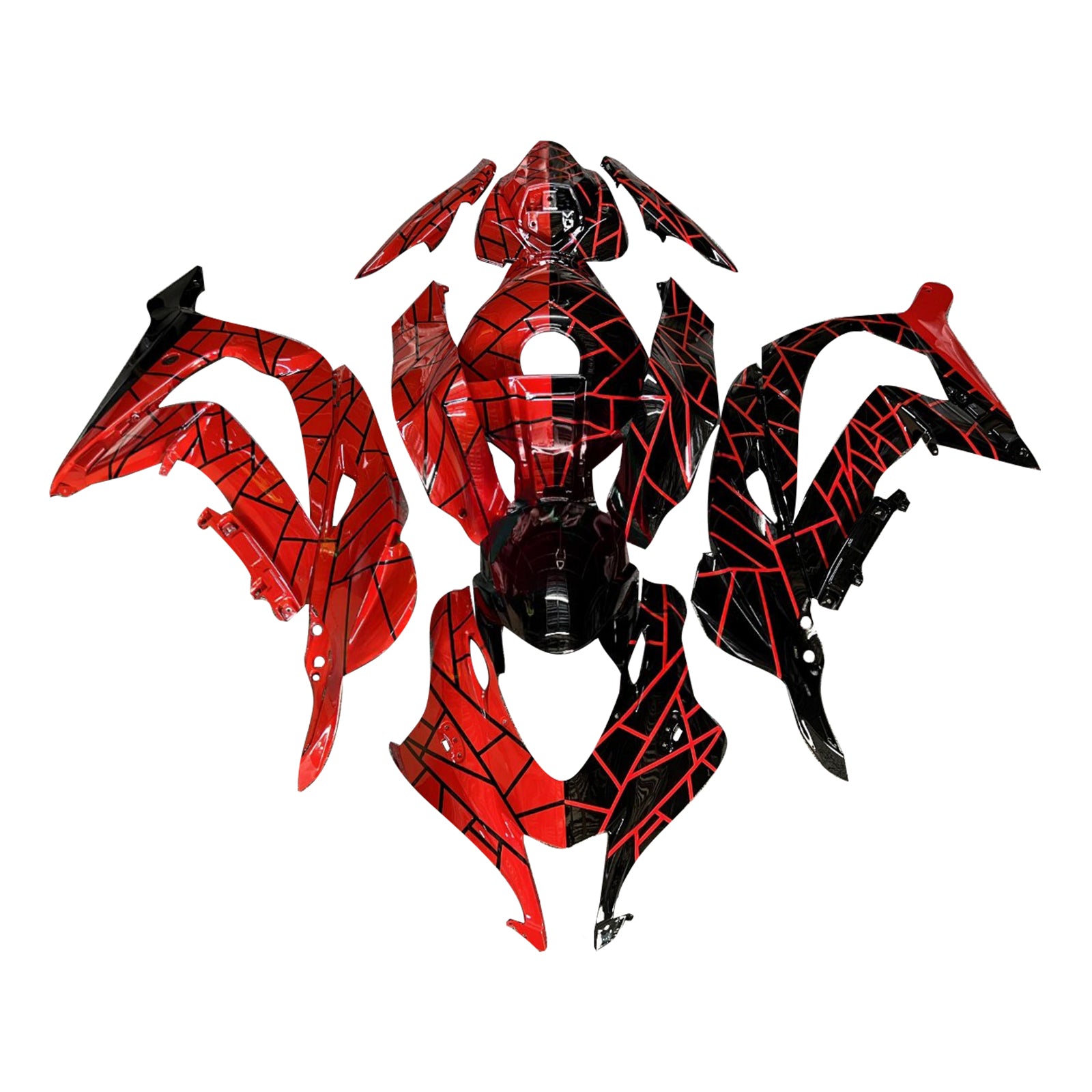 Amotopart 2016-2020 Kawasaki ZX10R Black Red Fairing Kit