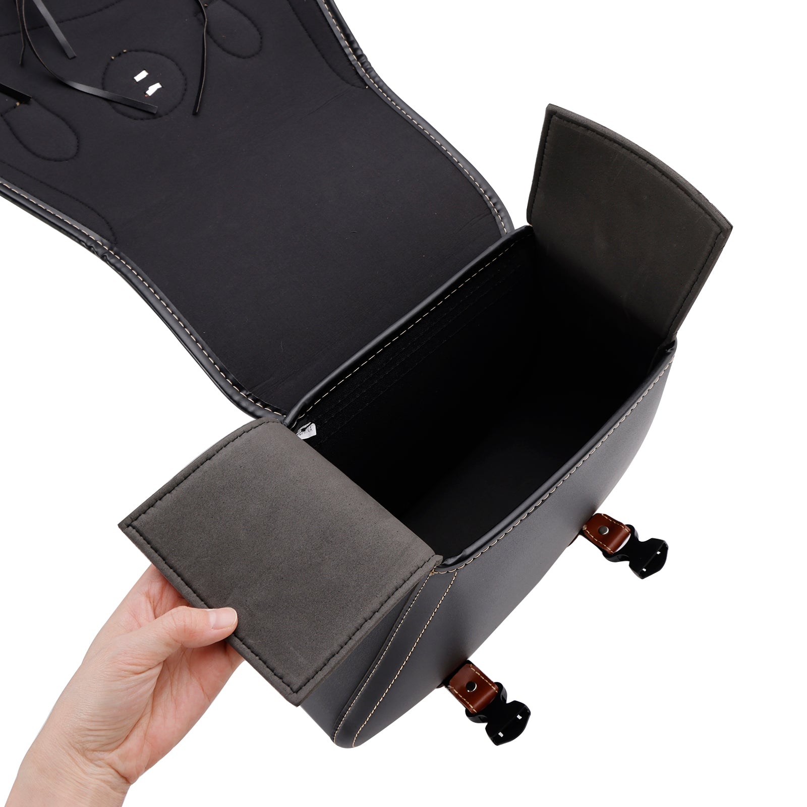 Universal Saddlebag Side Storage Tail Bag Pu Luggage Black 26L For Motorcycle