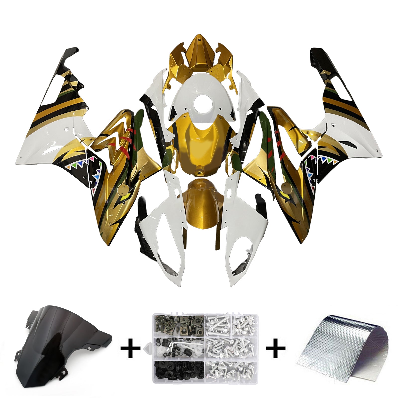 Amotopart 2015-2016 BMW S1000RR Gold Black White Fairring Kit