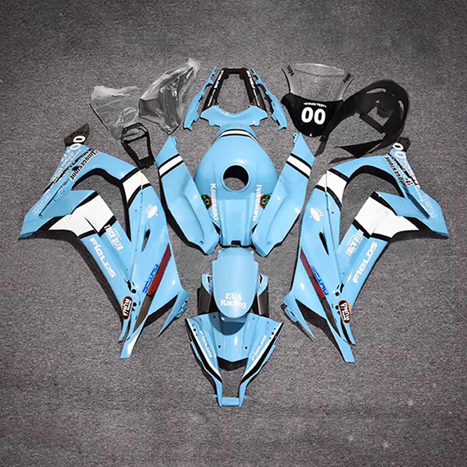 Amotopart 2011-2015 Kawasaki ZX10R Blue White Fairing Kit