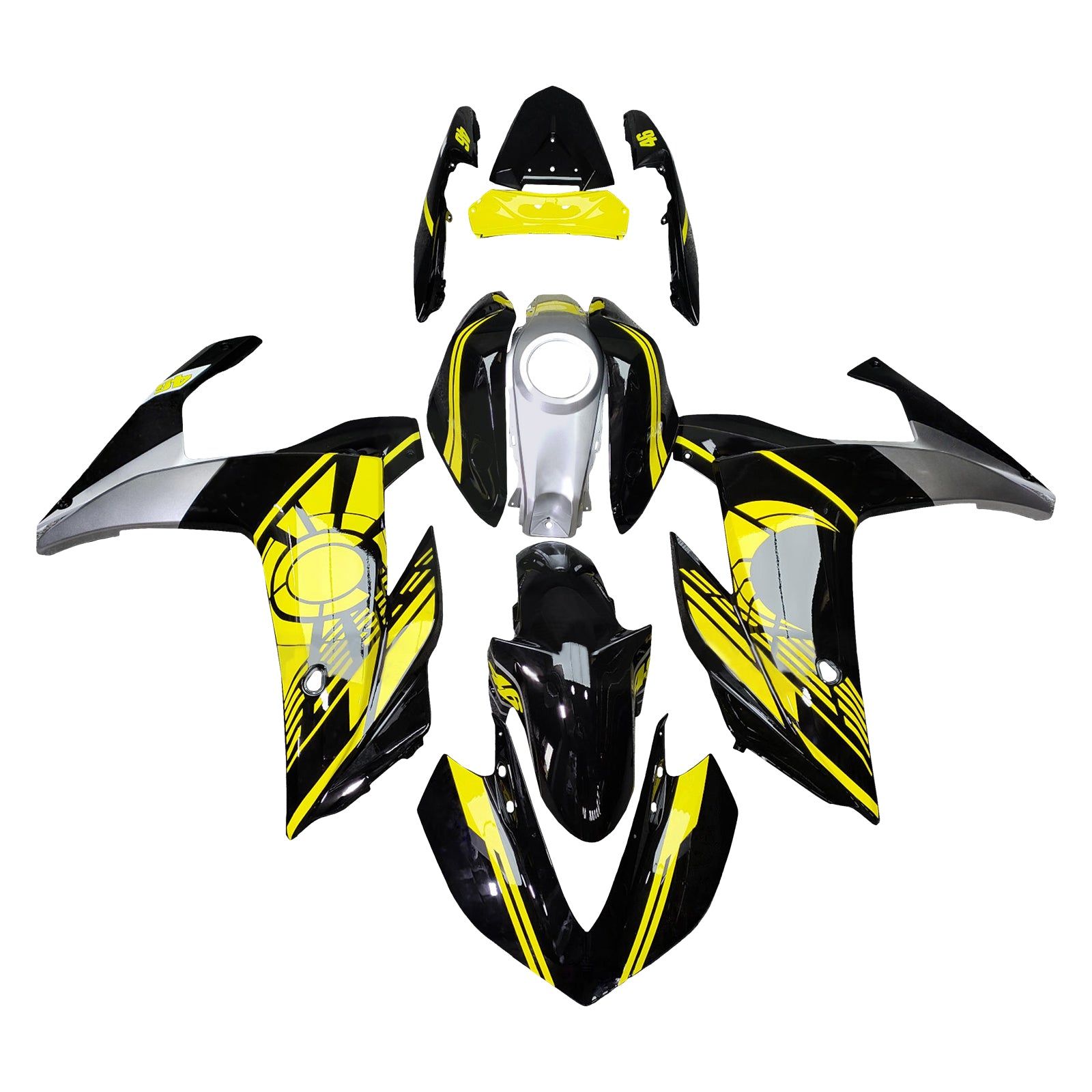 Amotopart Yamaha 2014-2018 YZF R3 2015-2017 YZF R25 Yellow & Black Fairing Kit
