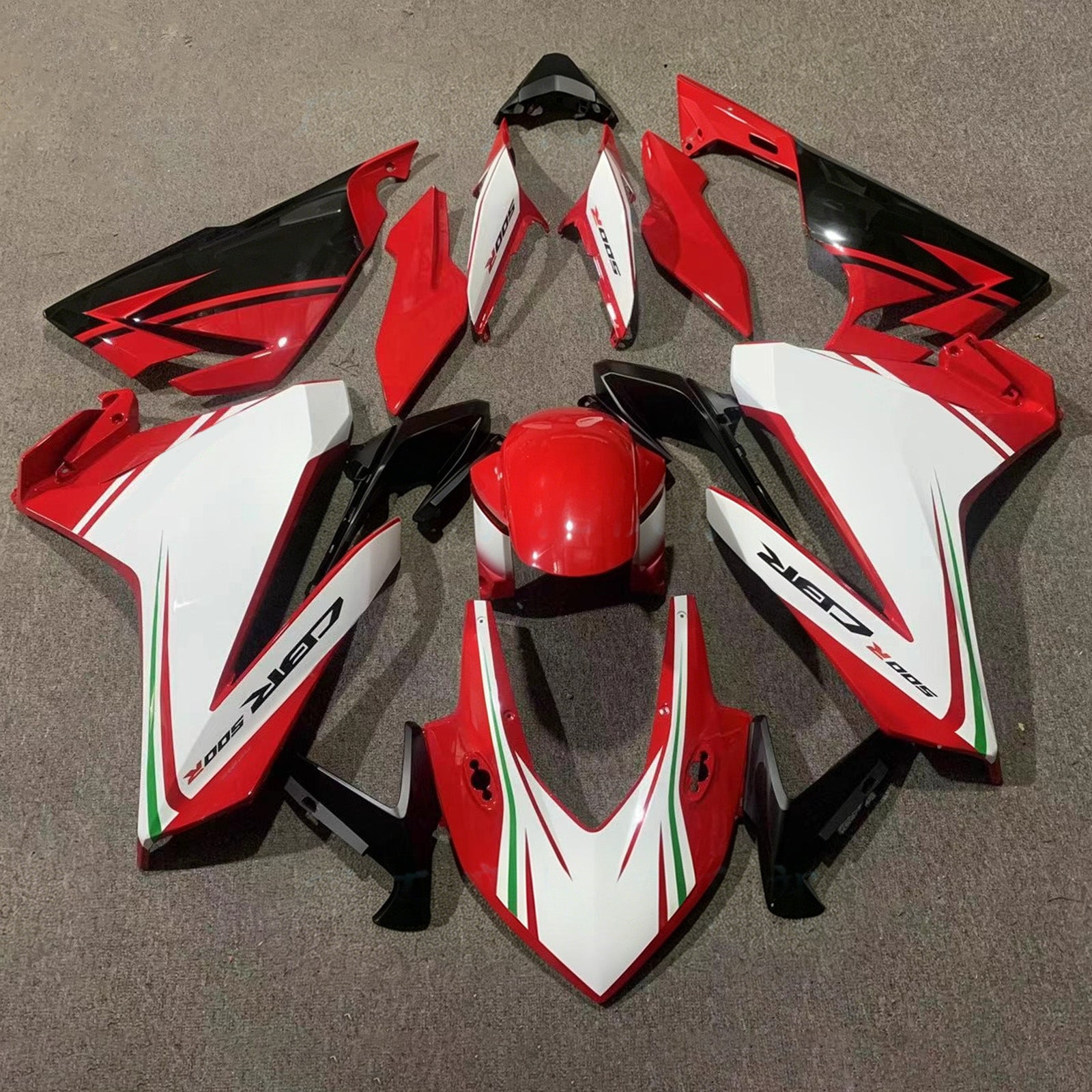 Amotopart 2019-2021 ホンダ CBR500R ホワイト/レッド フェアリングキット