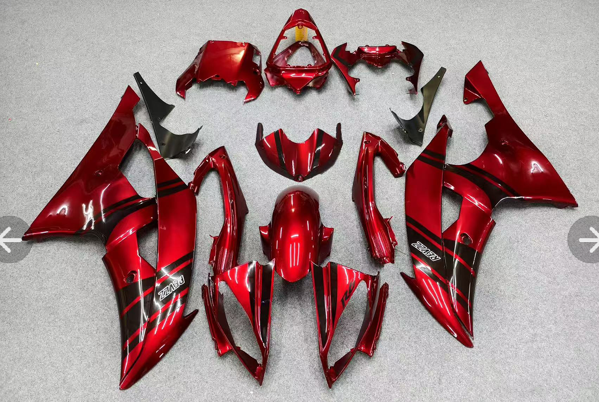 Amotopart 2008-2016 Yamaha YZF 600 R6 Gloss Red Black Fairing Kit