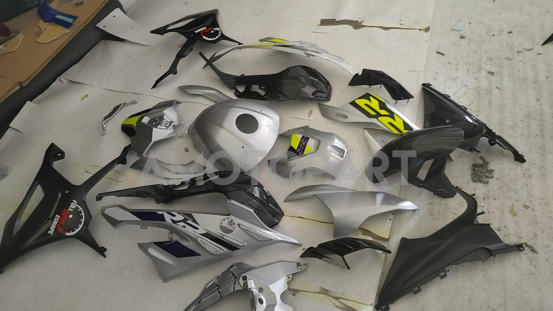Amotopart 2023-2024 S1000RR BMW Silver Fairing Carbon Fiber Pattern Kit