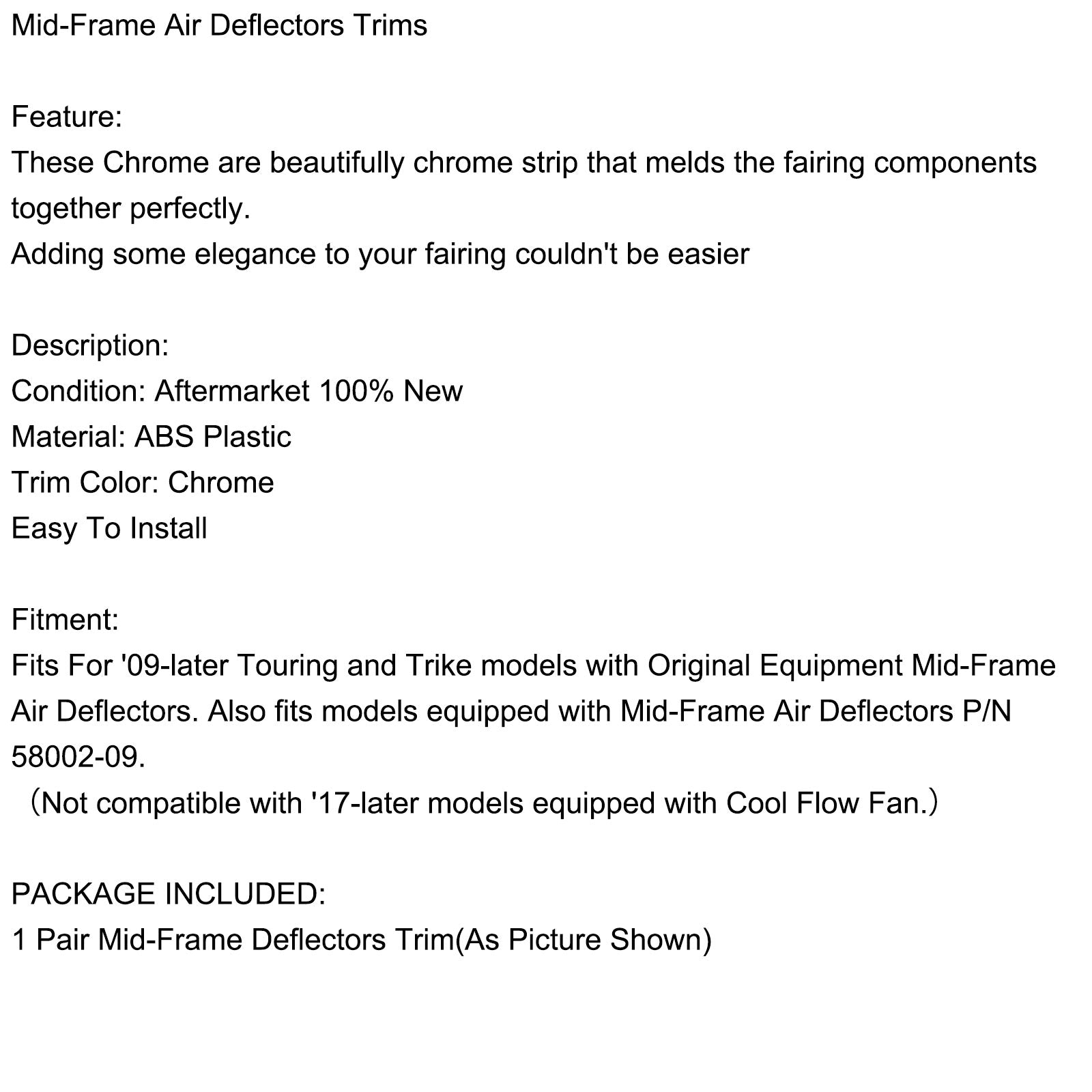 クローム ミッドフレーム エア ディフレクター トリム ロード ストリート エレクトラグライド 2009-2023 用