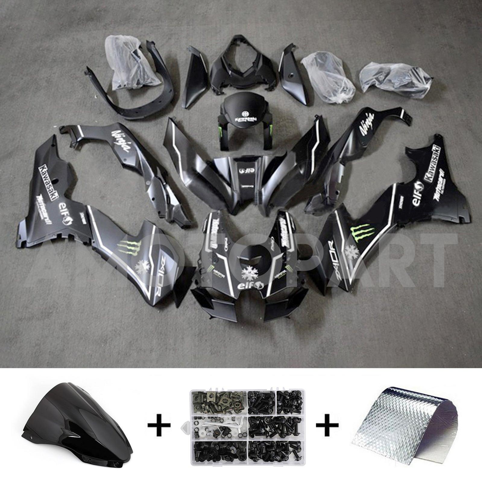 AMOTOPART 2021-2025 KAWASAKI ZX10R ZX10RR Svart med grön accentstil1