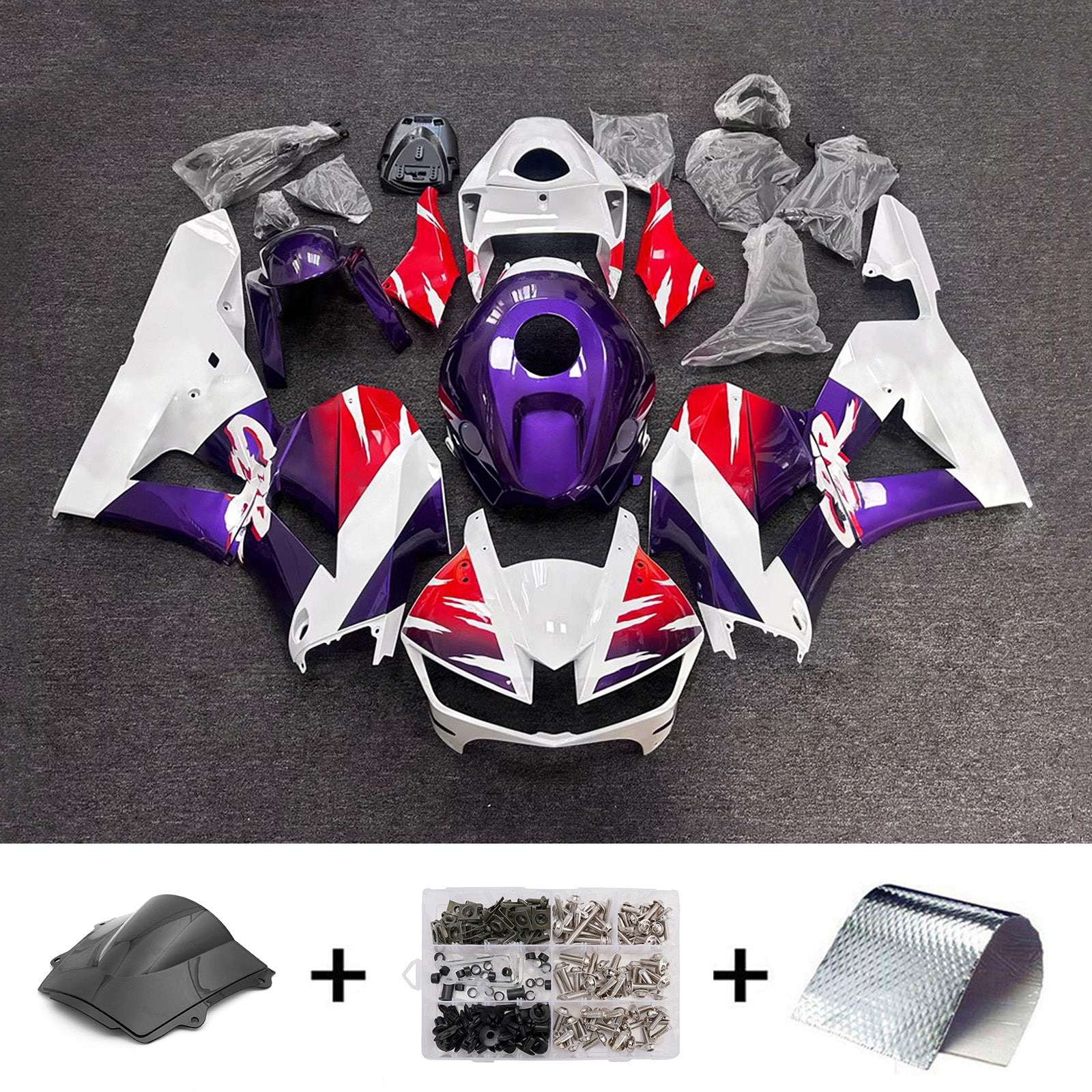 Amotopart 13-26 US ver. & 13-23 European ver. Honda CBR600RR White Purple Fairing Kit