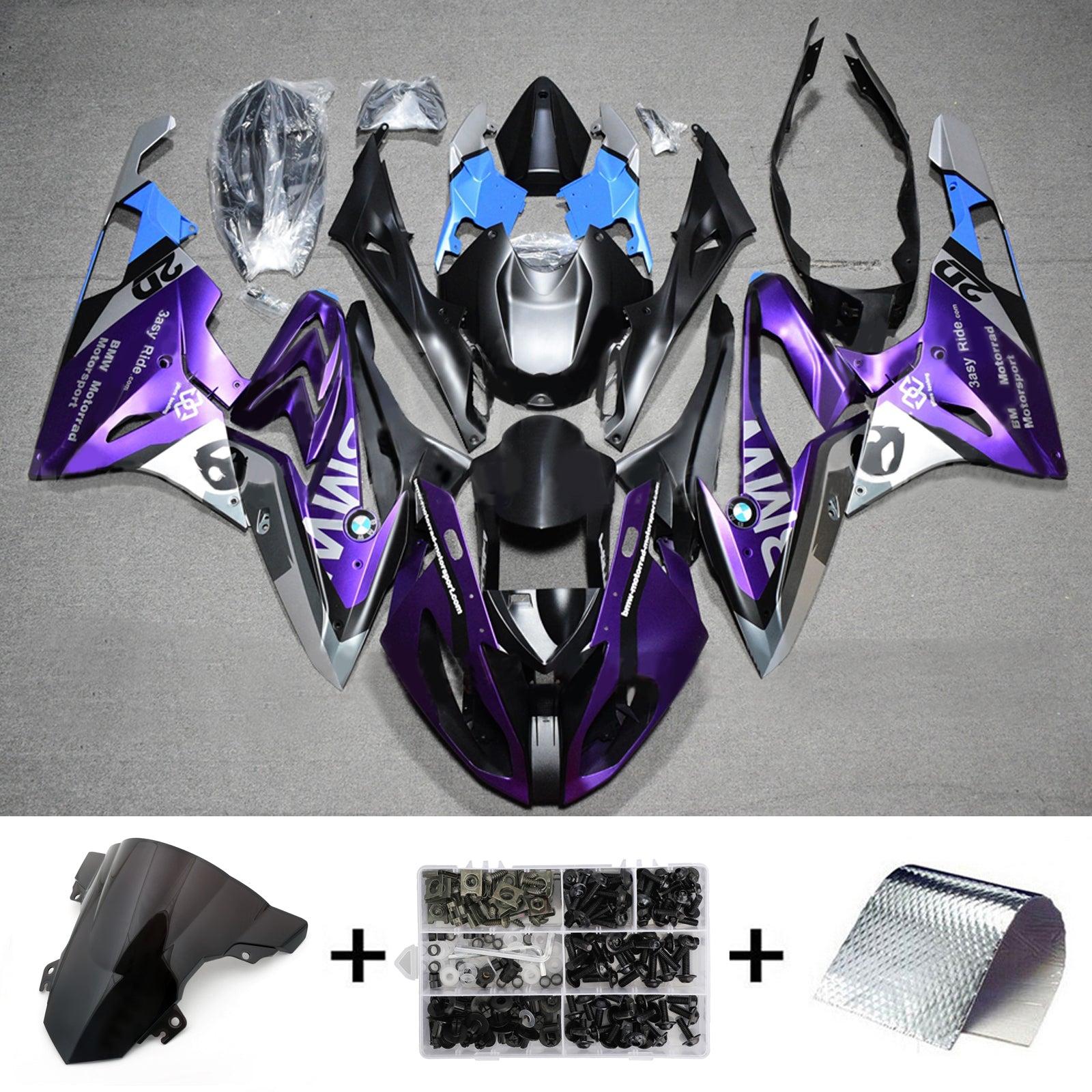 Amotopart 2015-2016 BMW S1000RR Black Purple Fairing Kit