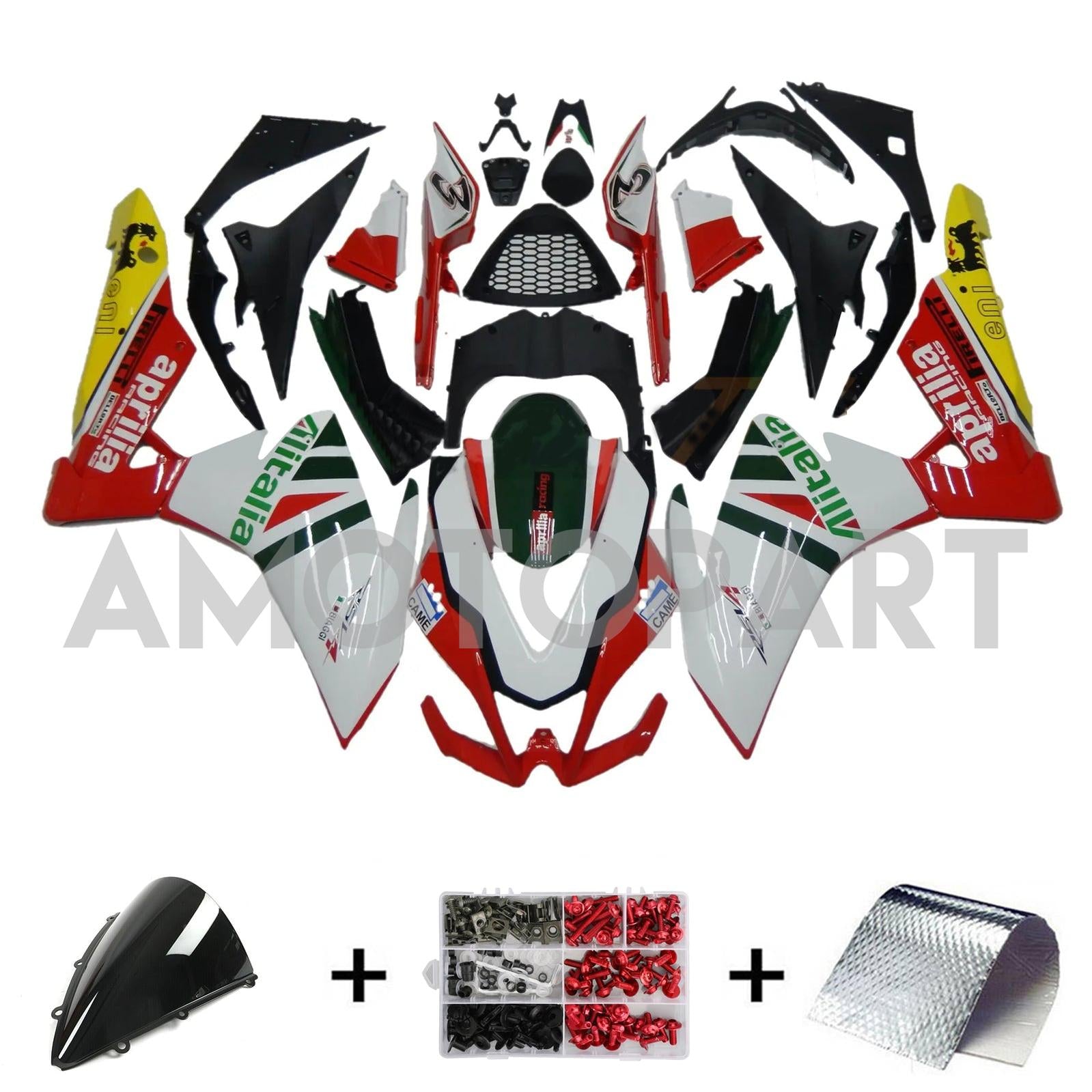 Amotopart 2009-2015 RSV4 1000 Aprilia White&Red Style5 Fairing Kit