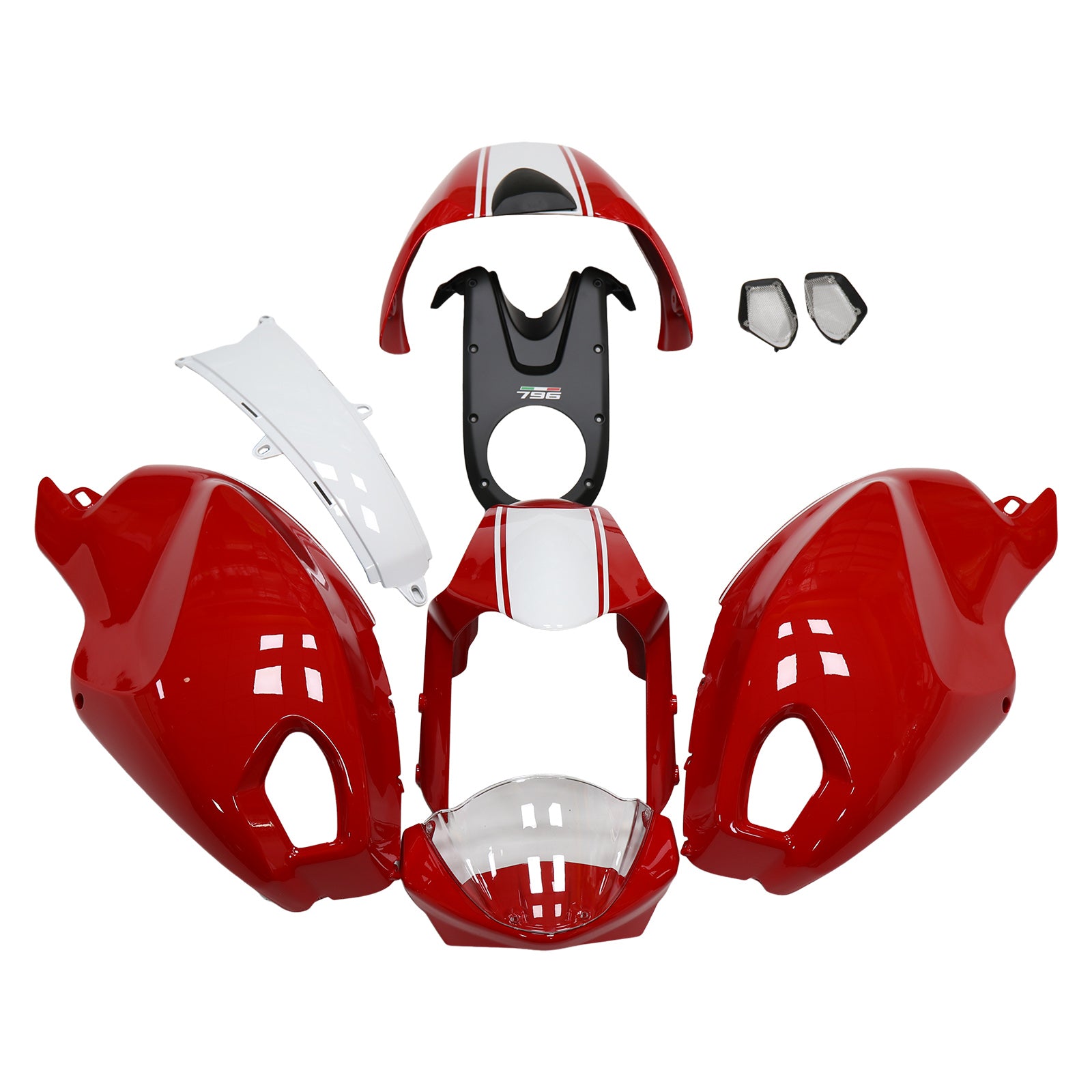 Amotopart alle år Ducati Monster 696 796 1100 S EVO Hvid/Rød Beklædningssæt