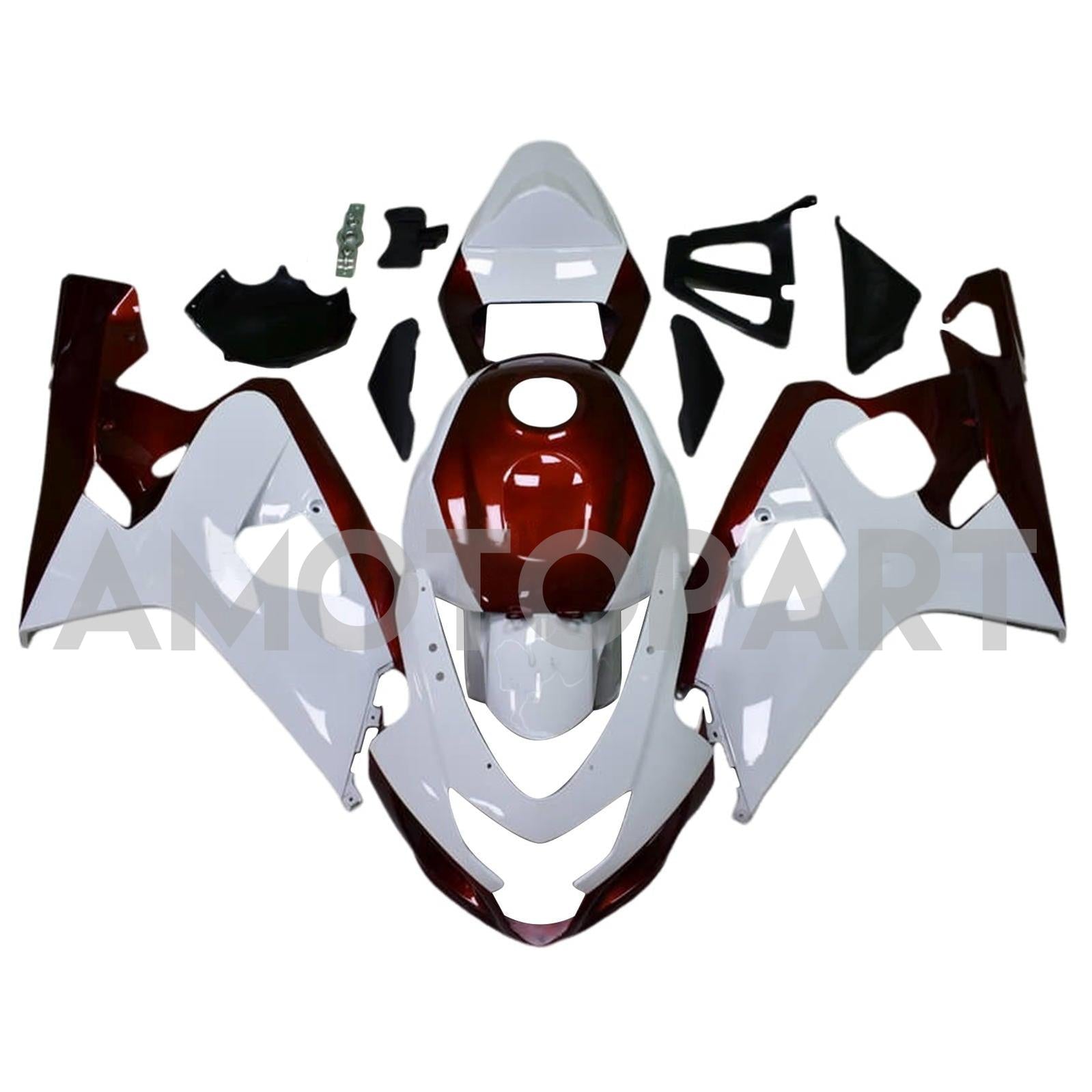 Amotopart 2004-2005 K4 GSXR 600/750 Suzuki Blanc&Kit de carénage rouge foncé