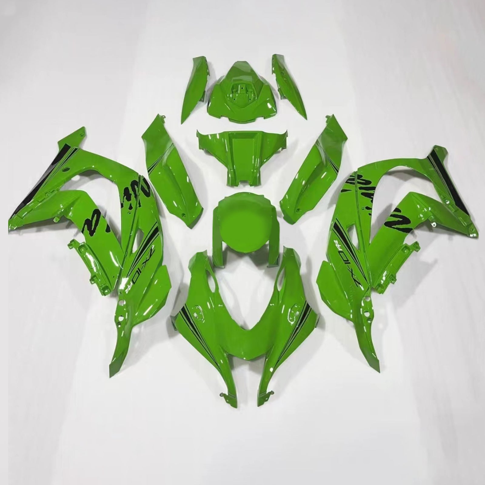 Amotopart 2016 2020 Kawasaki ZX10R Green With Black Logo Fairing Kit