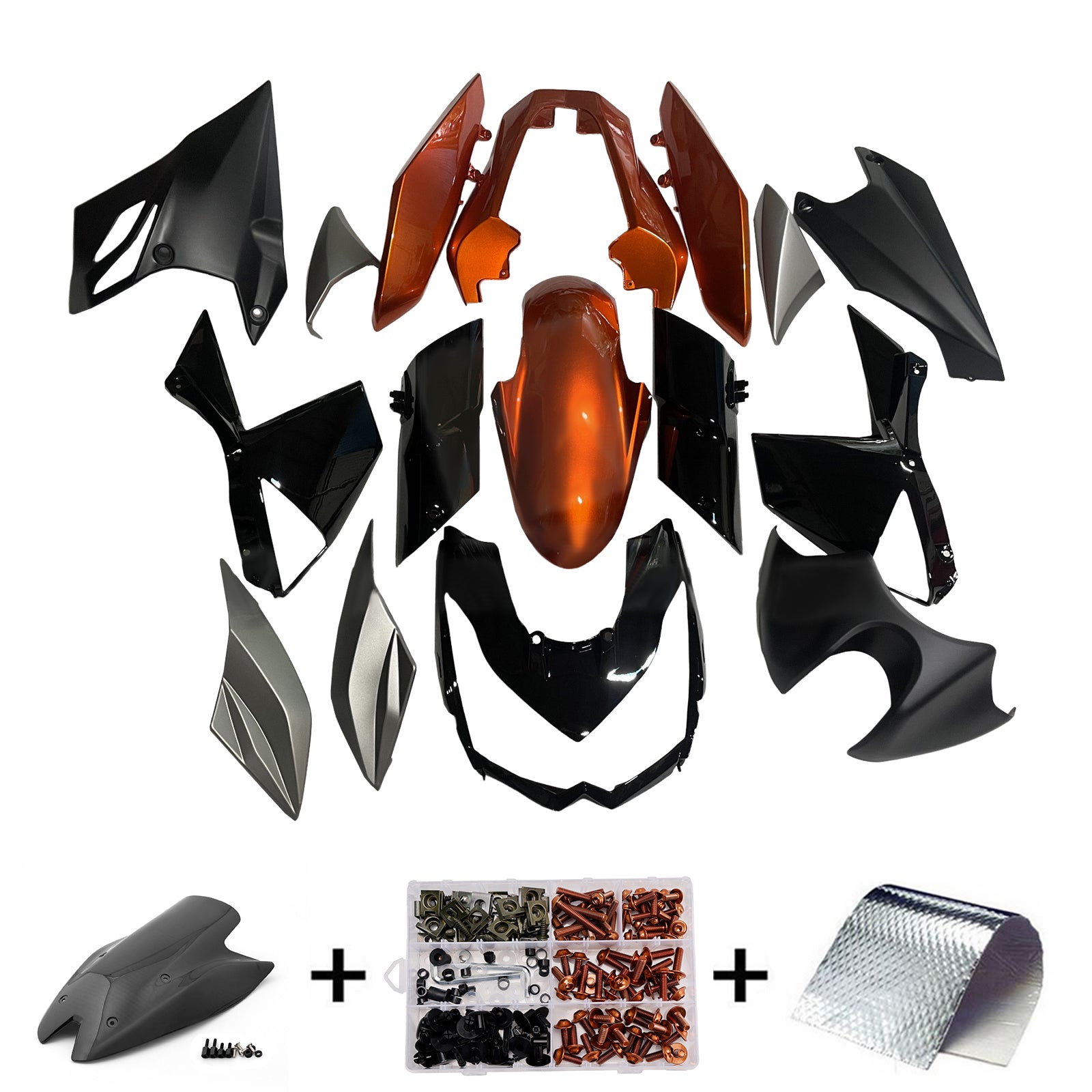 Amotopart 2010-2013 Kawasaki Z1000 Black Gray Orange Fairing Kit
