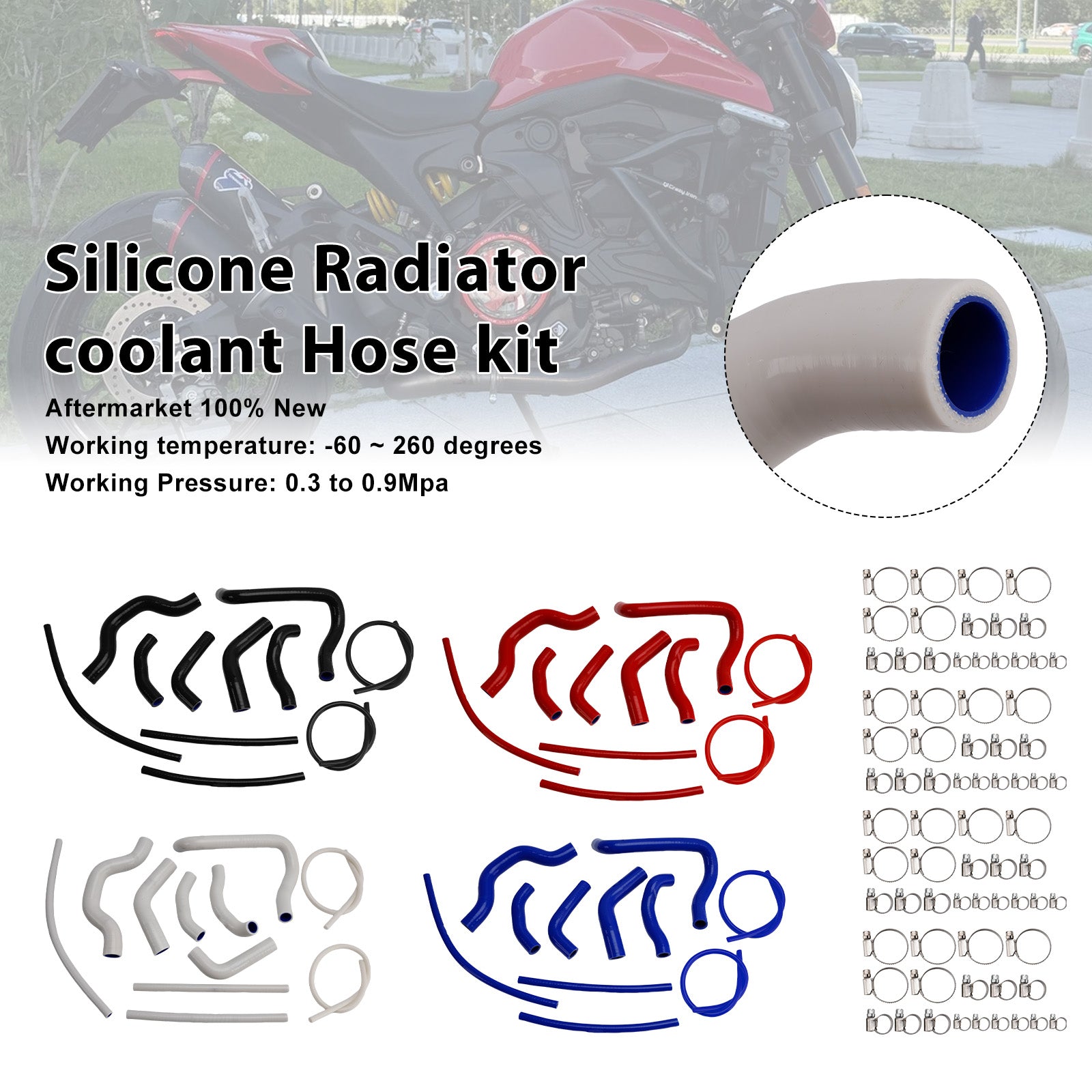 2021-2025 Ducati Monster 937 Silicone Radiator coolant Hose