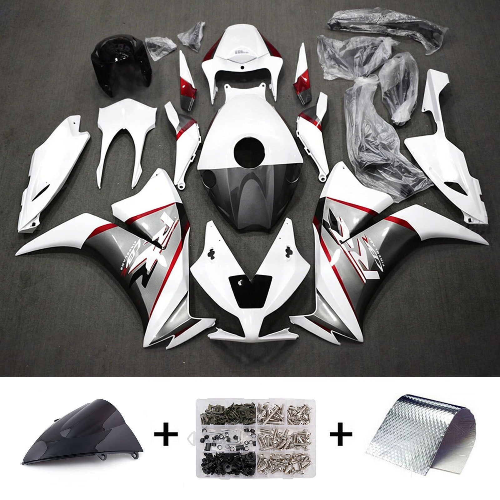 Amotopart 2012-2016 ホンダ CBR1000RR ホワイト/シルバー フェアリングキット