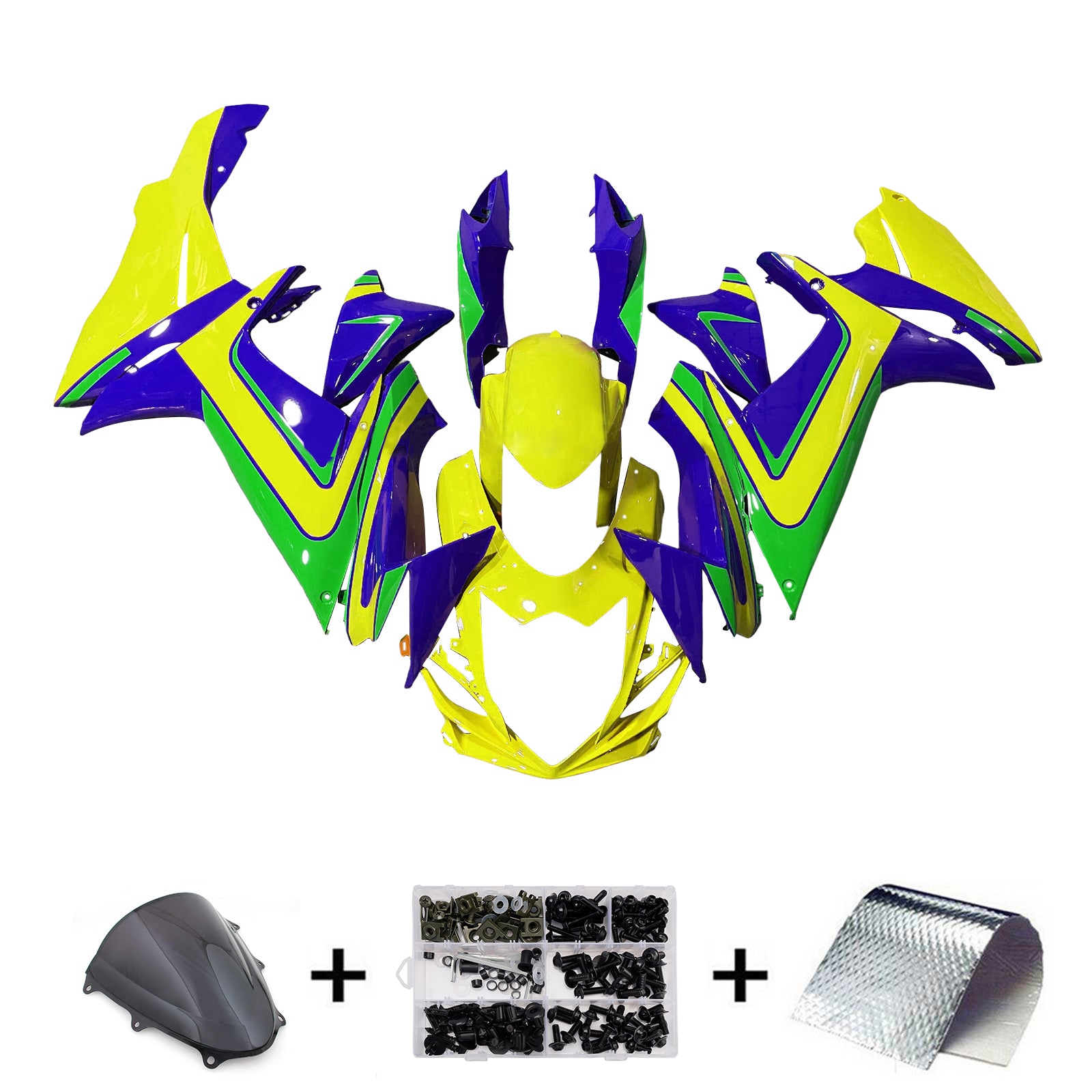 Amotopart 2011-2025 Suzuki GSXR 600/750 Green Yellow Blue Fairing Kit