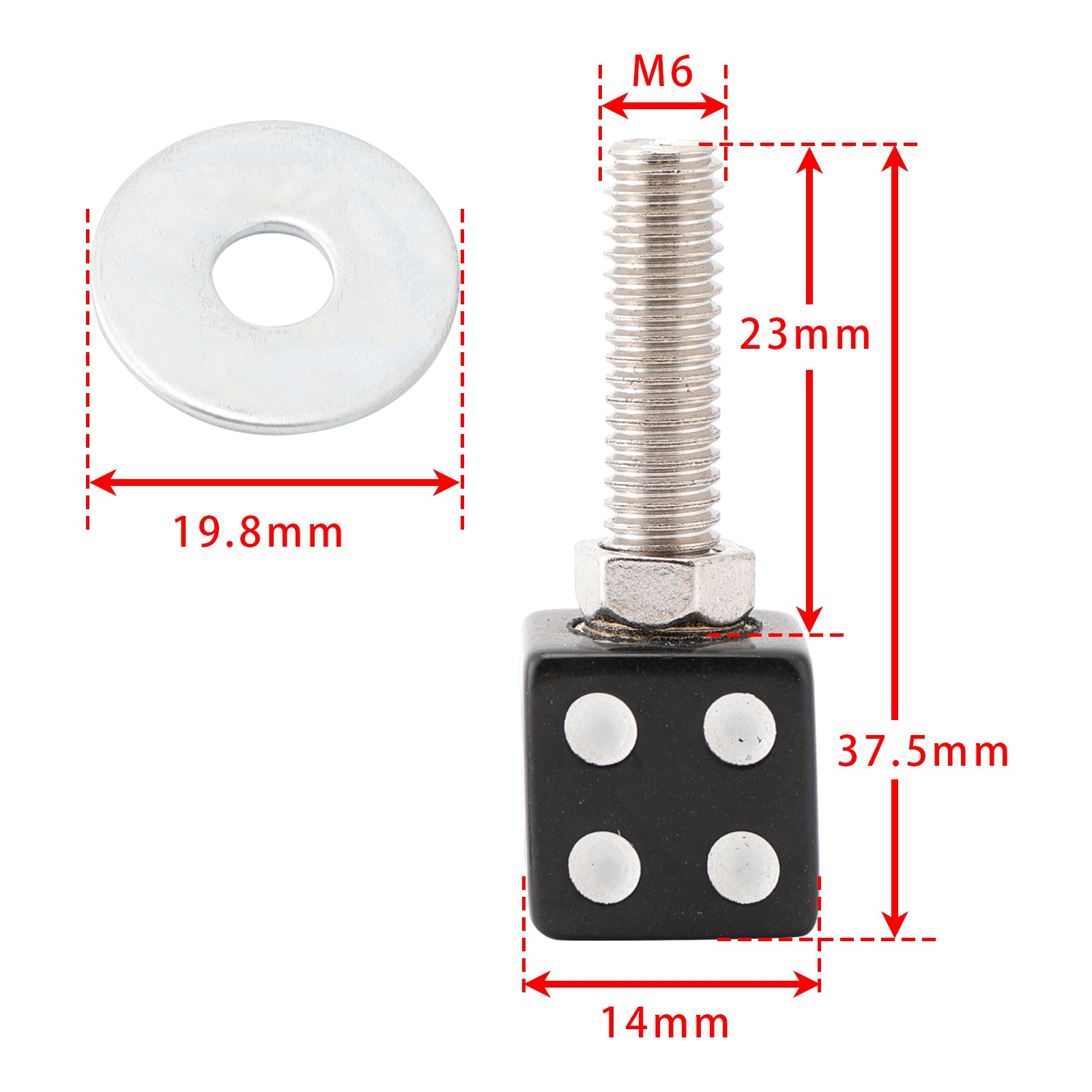 2x Motorcycle Bike Plastic Black Dice License Plate Bolt On Screw On Frame Nut