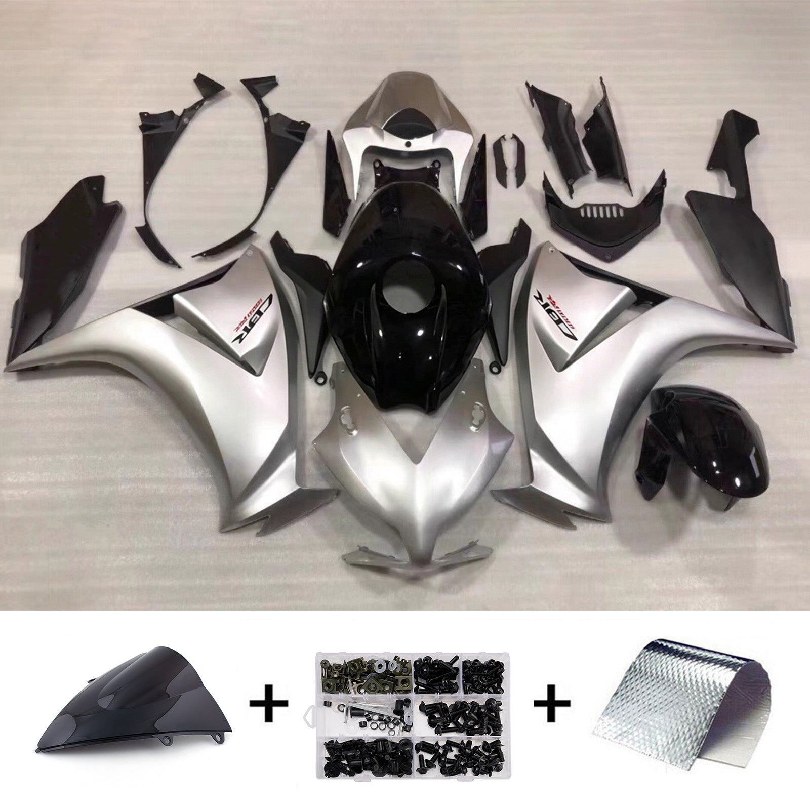 Amotopart 2012-2016 Honda CBR1000RR Sort/Sølv Fairing Kit
