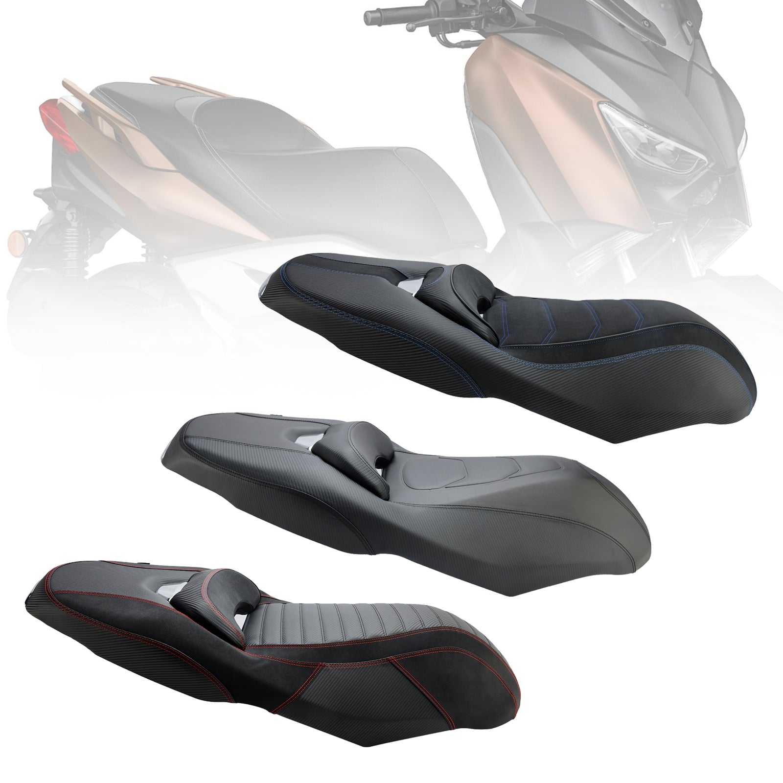 23-24 Yamaha X-Max 300 Asiento de pasajero con cojín completo para color rojo