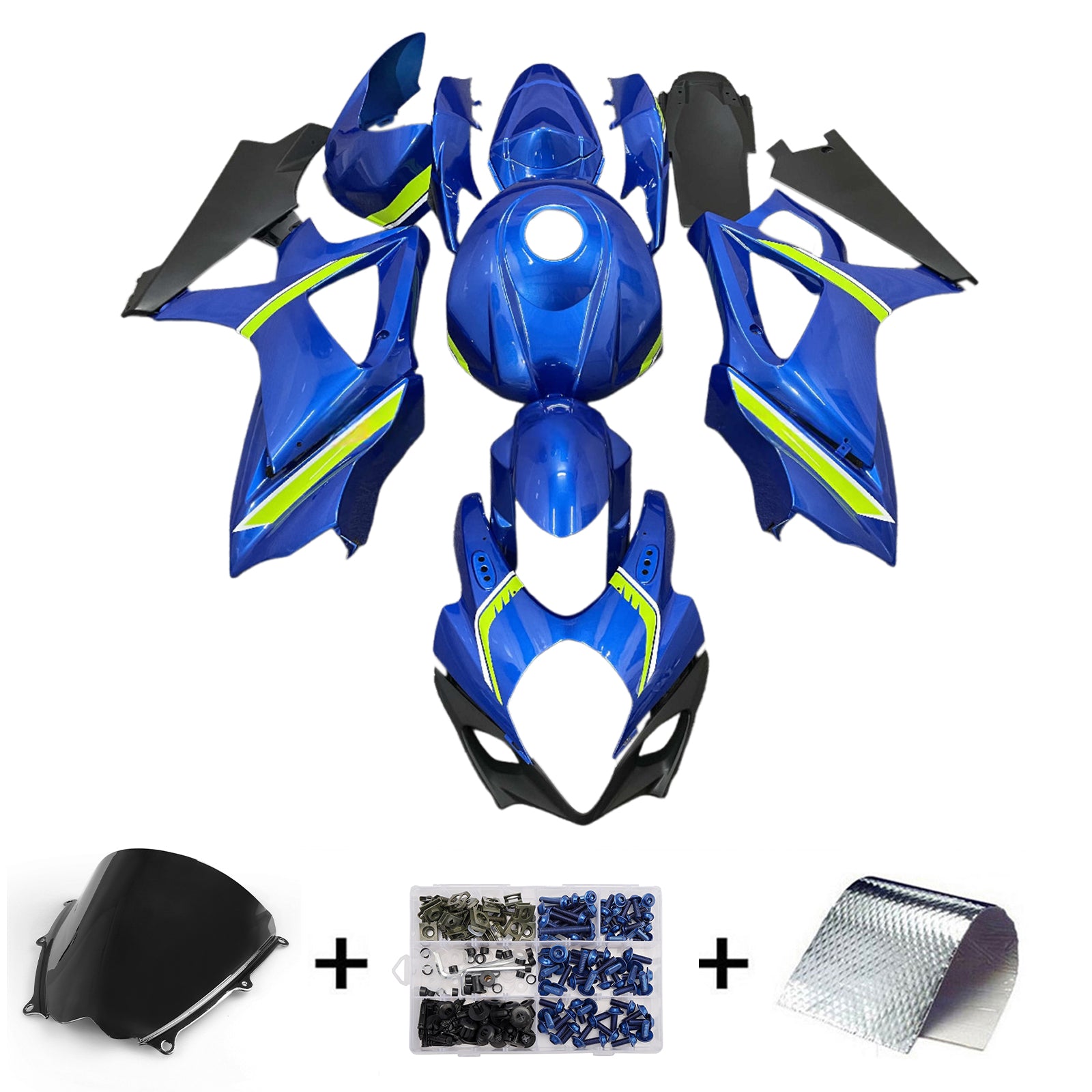 Amotopart 2007-2008 Suzuki GSXR1000 Blue Green Line Fairing Kit