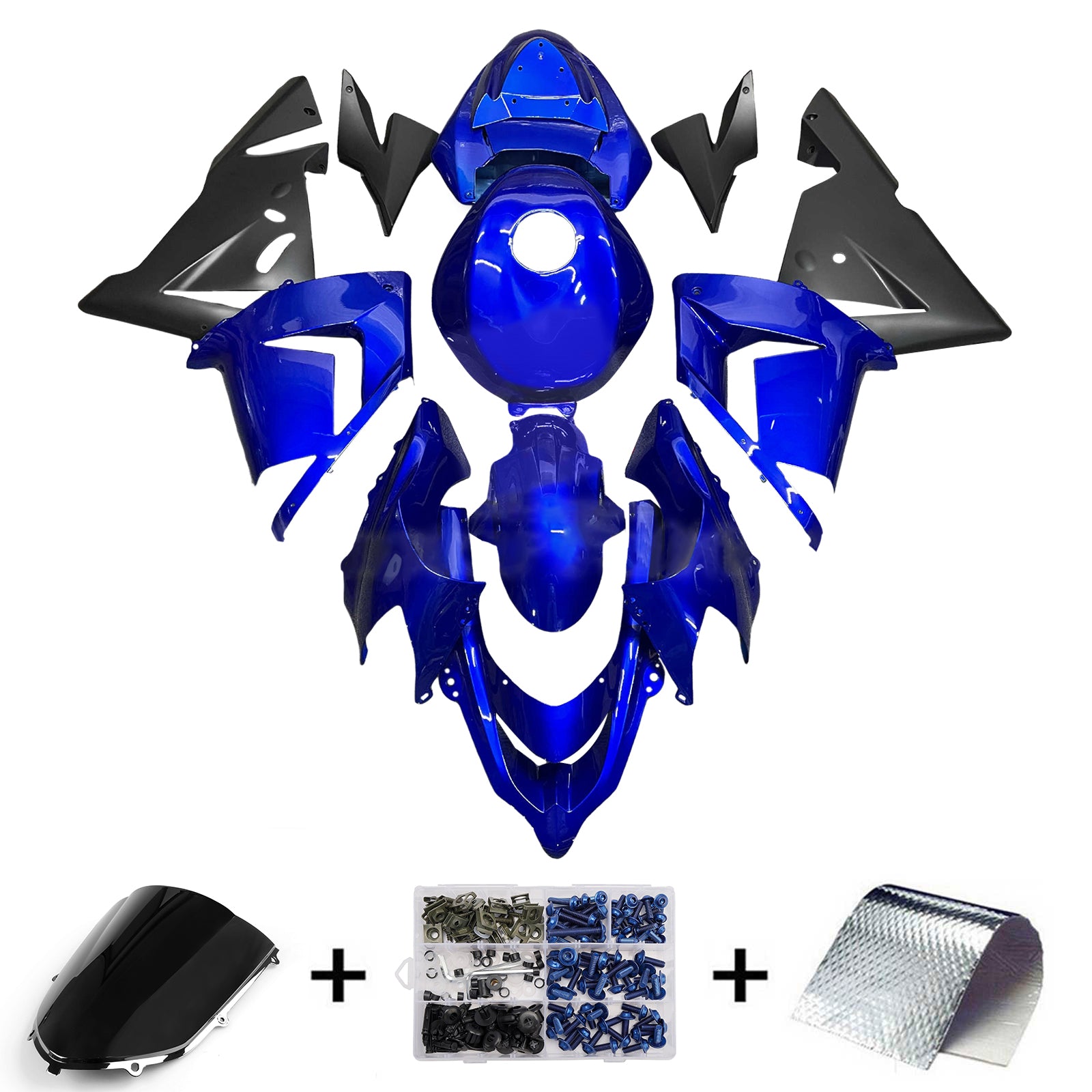 Amotopart 2004-2005 Kawasaki ZX10R Blue Black Fairing Kit