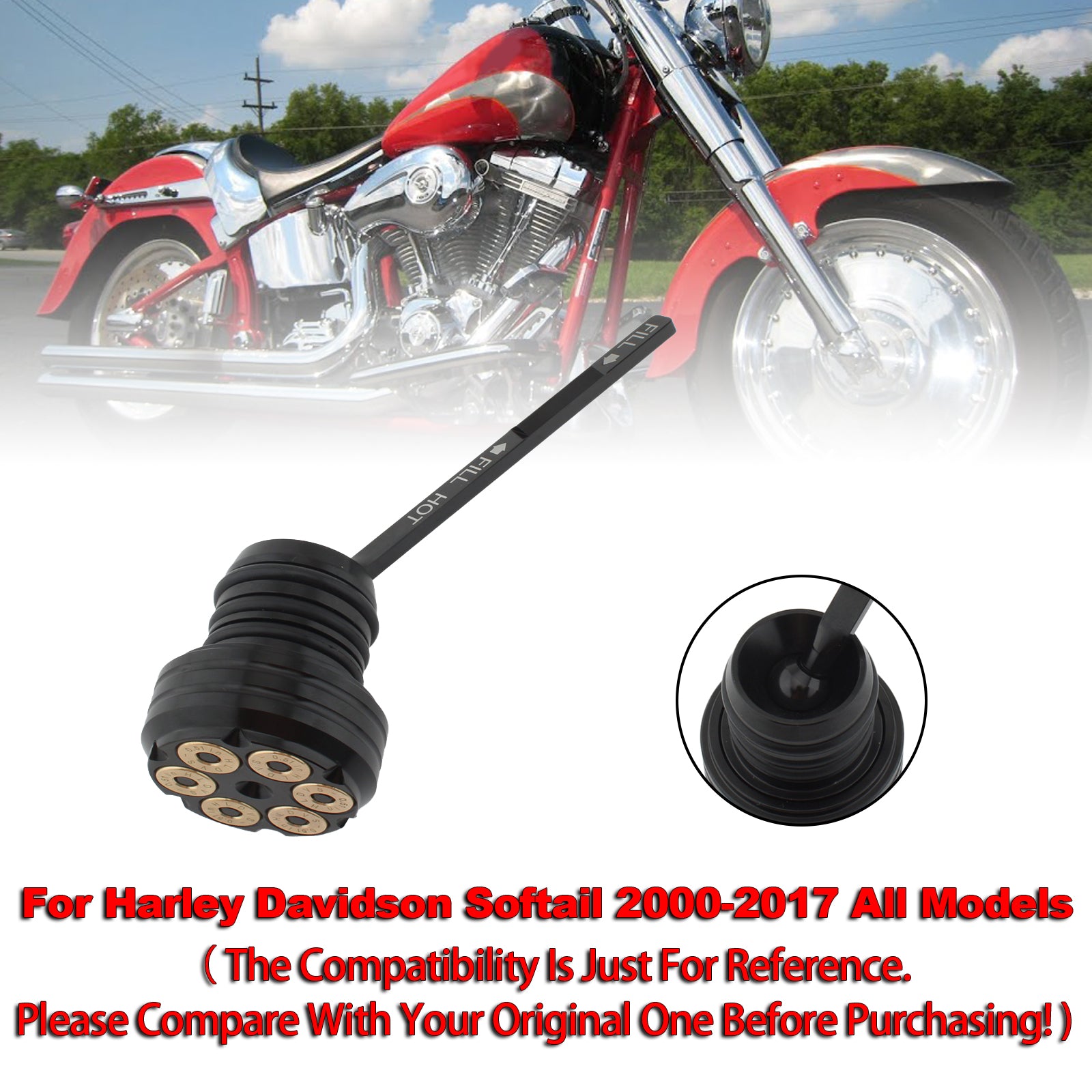 2000-2017 Softail All Models Oil Dipstick Tank Cap Plug