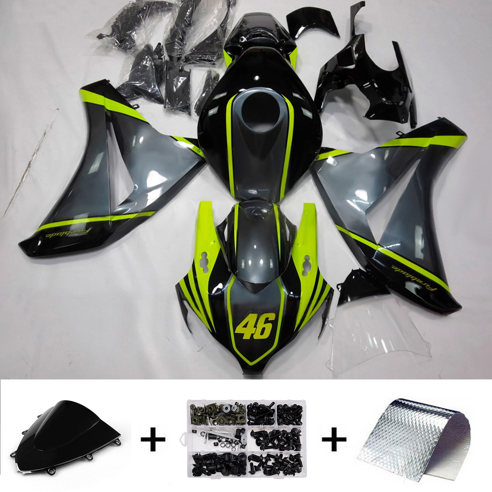 Amotopart 2008-2011 Honda CBR1000RR Black Fairing Kit