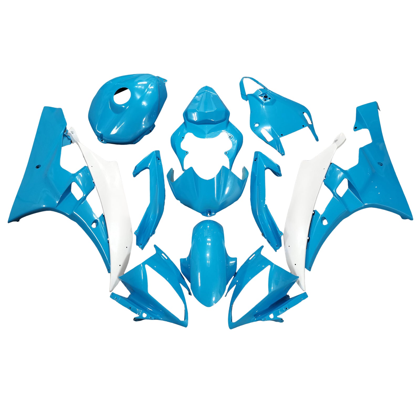 Amotopart 2006-2007 Yamaha YZF-R6 Blue & White Fairing Kit