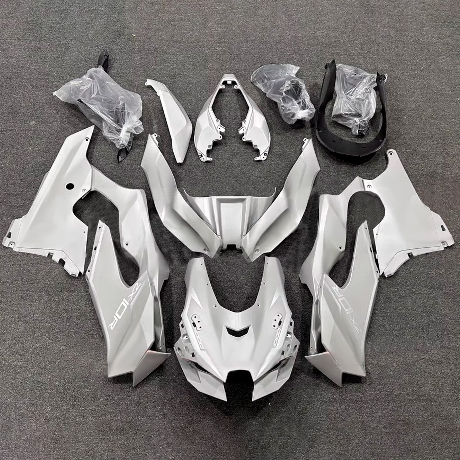Amotopart 2021-2025 Kawasaki ZX-10R/ZX-10RR Gray White Fairing Kit
