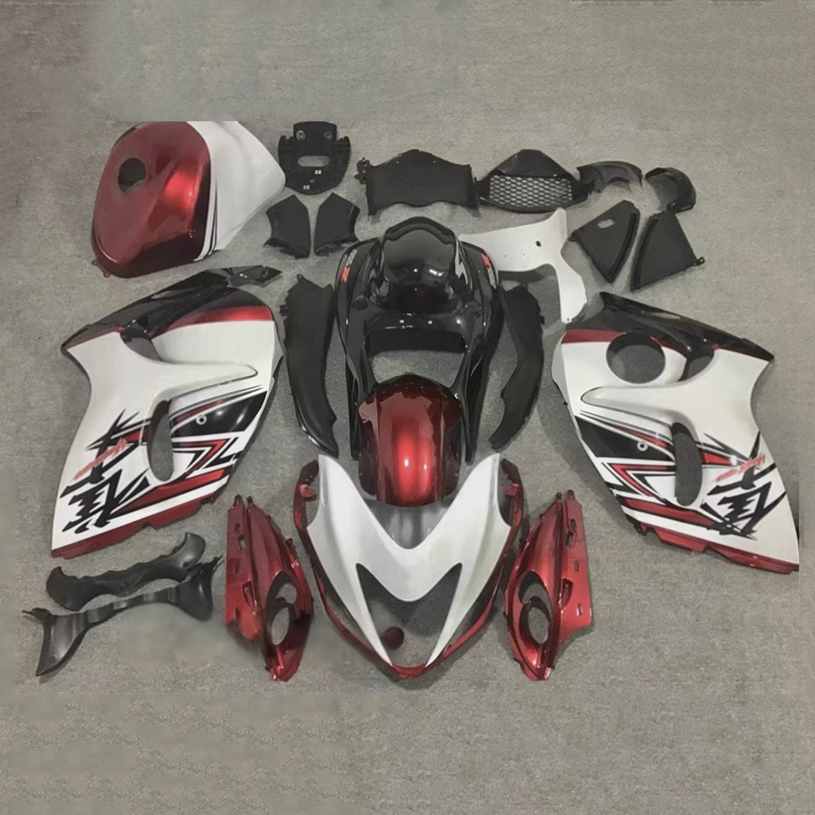 Amotopart 2008-2020 Suzuki Hayabusa GSX1300R White/Red/Black Fairing Kit