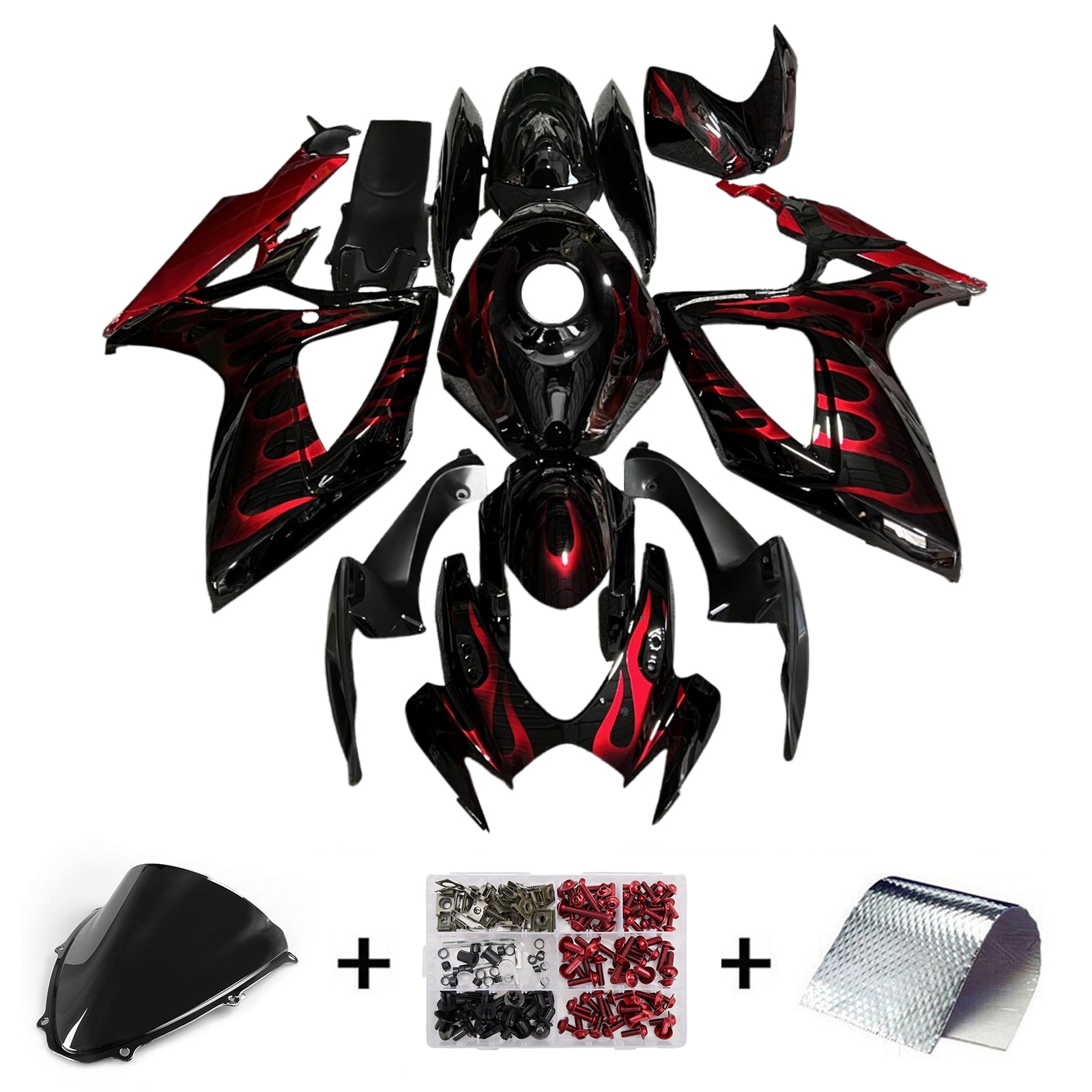 Amotopart 2006-2007 Suzuki GSXR 600/750 Black Red Fairing Kit