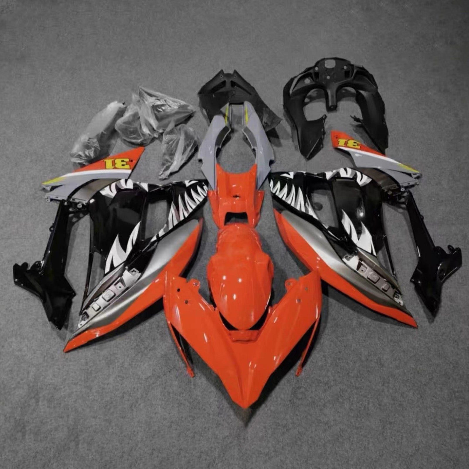 Amotopart 2020-2025 Kawasaki ER6F/Ninja650 Orange Black Grey White Fairing Kit