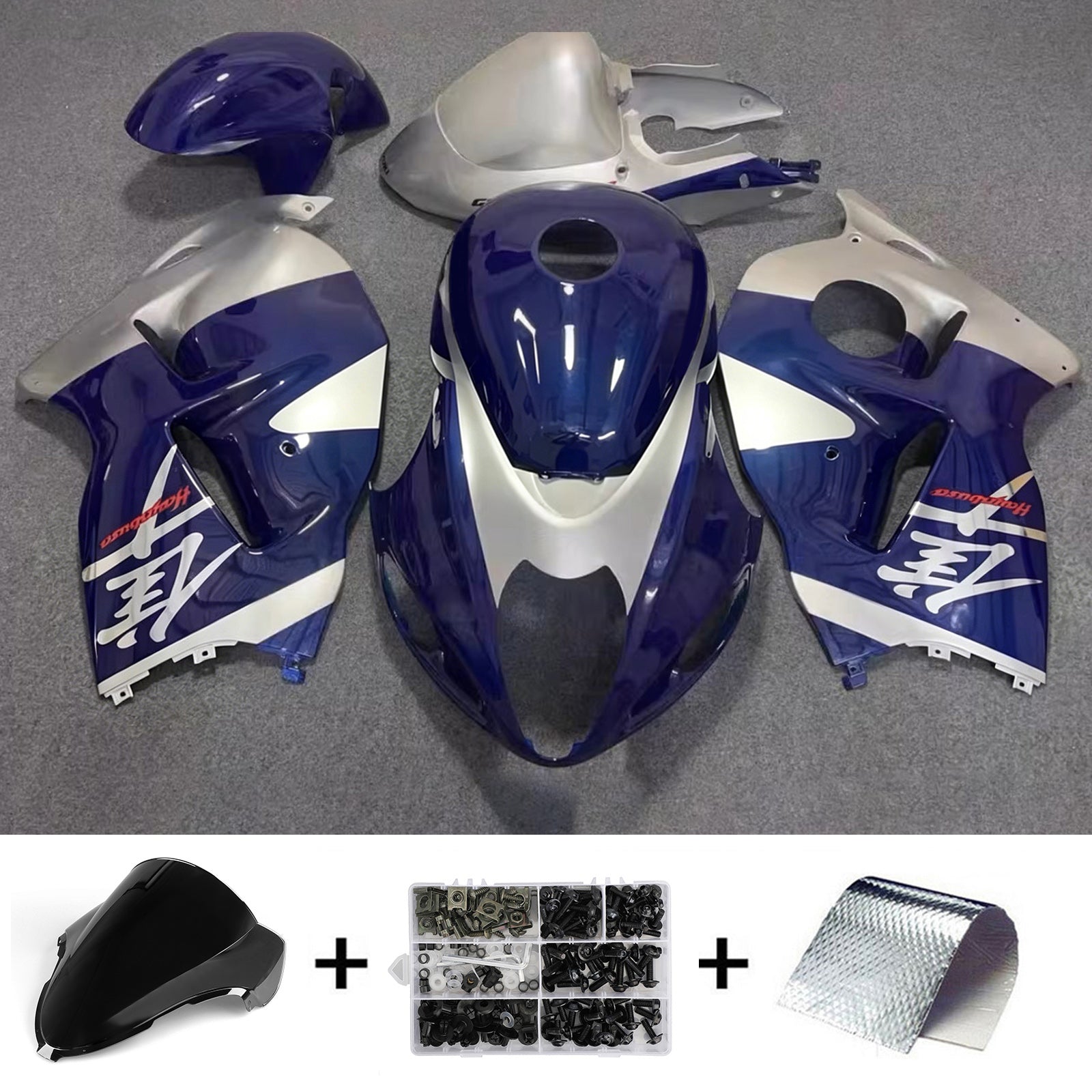 Amotopart 1999-2007 Suzuki Hayabusa GSX1300R blå/sølv kåbesæt