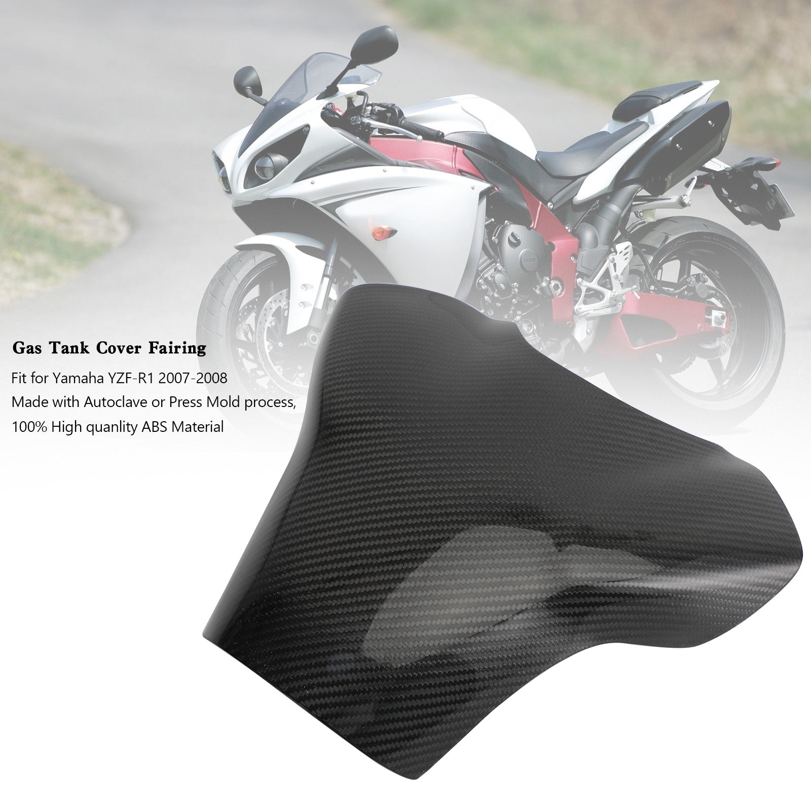 Tankabdeckung Verkleidungsschutz für Yamaha YZF-R1 2007–2008, Carbon