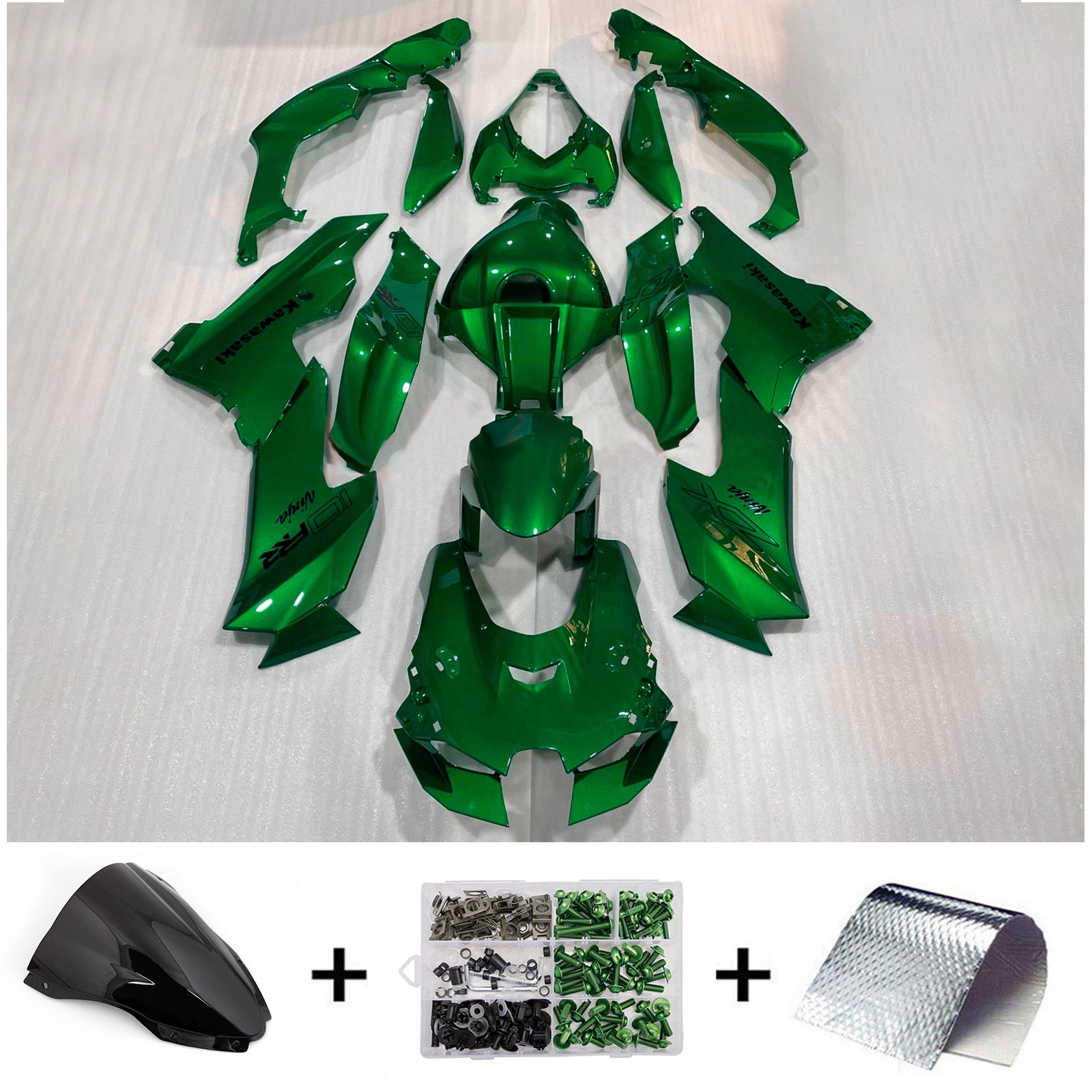 Amotopart 2021-2025 Kawasaki ZX-10R/ZX-10RR Green Black Fairing Kit