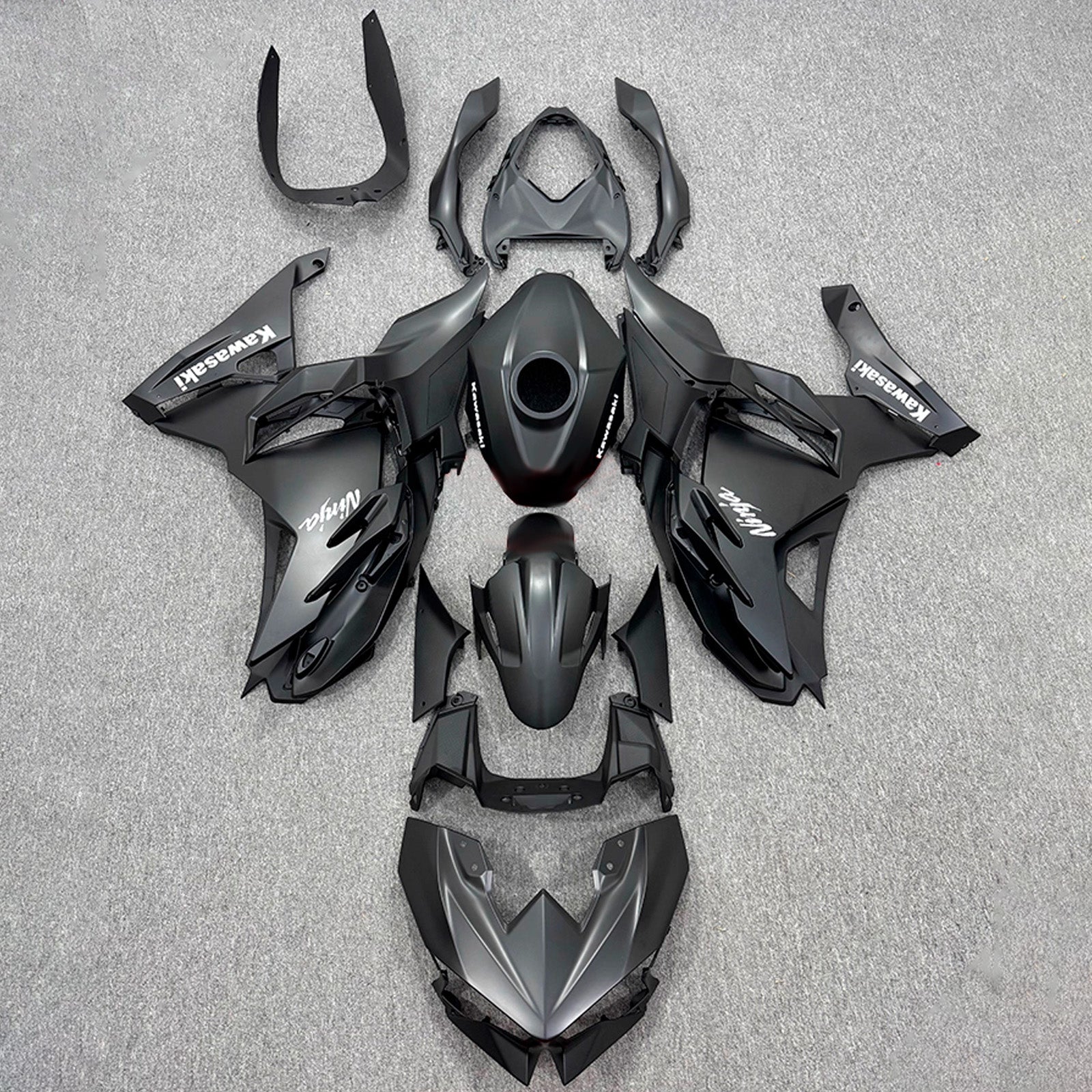 Amotopart 2024-2025 Kawasaki Ninja 500 Black Fairing Kit