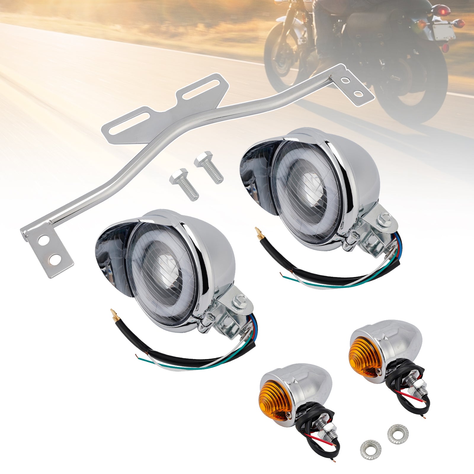 Motorcycle Scooter Motorcycle Spotlight Headlight Fog Beam Chrome #D22