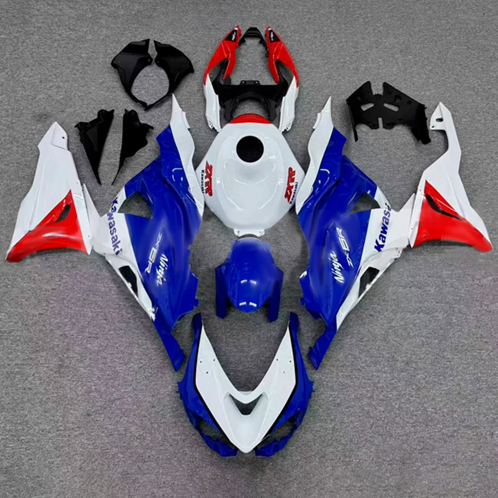 Amotopart 2024-2025 Kawasaki ZX-6R Blue White Red Fairing Kit