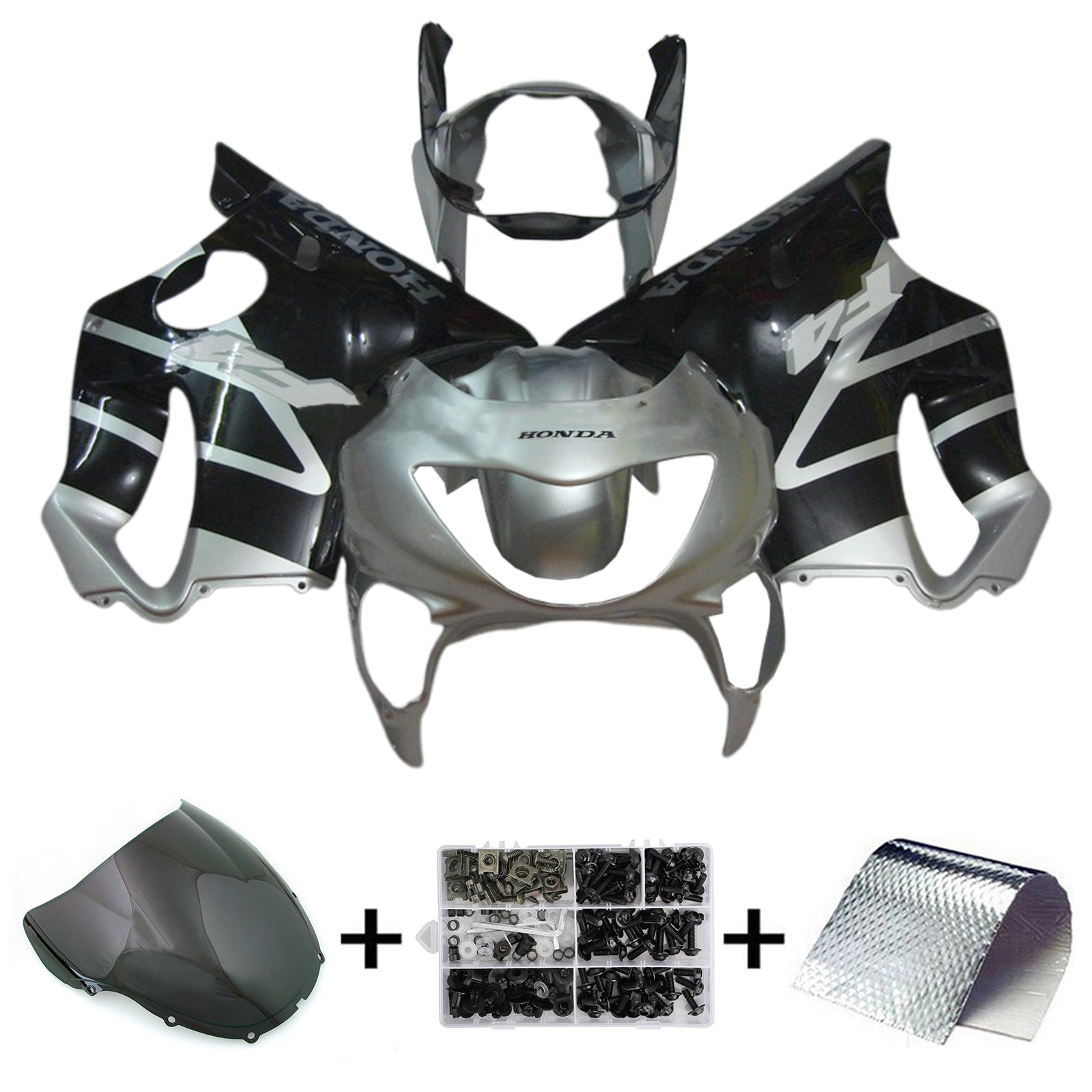 Amotopart 1999-2000 Honda CBR600F4 Silver Black Fairing Kit