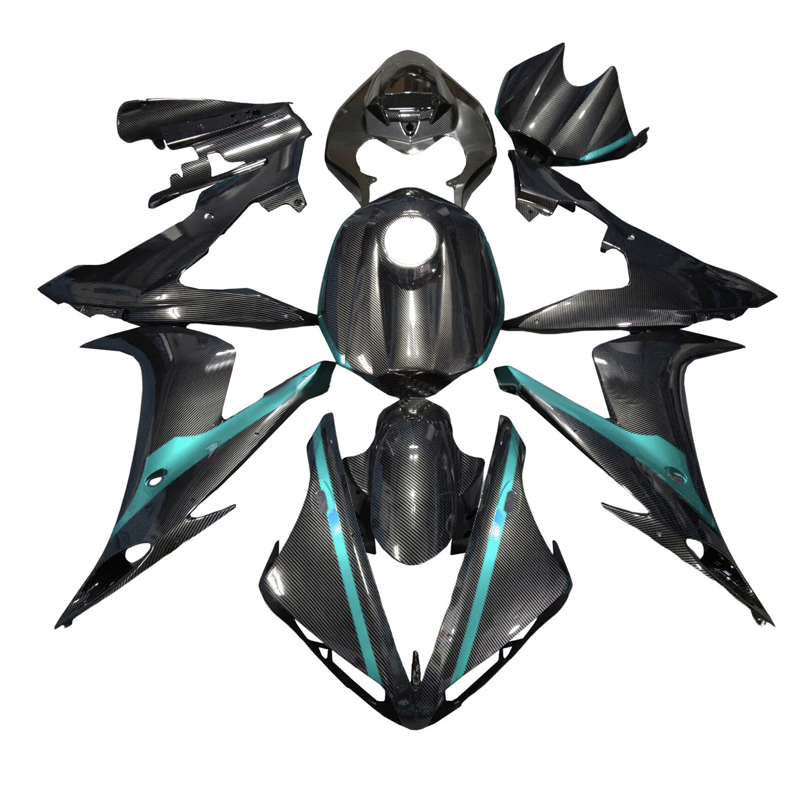 Amotopart 2004-2006 Yamaha YZF-R1 Carbon Fiber Turquoise Fairing Kit