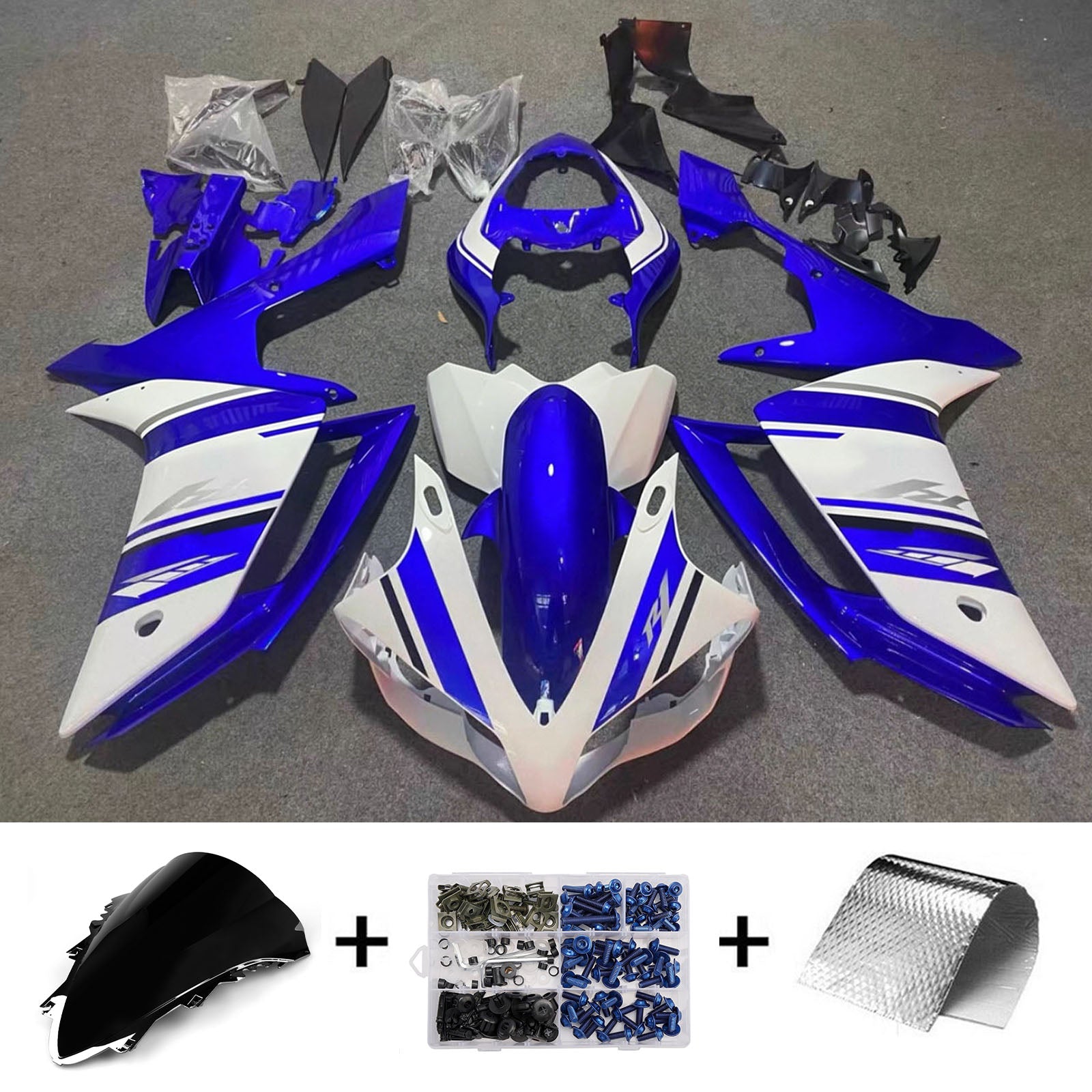 Amotopart 2007-2008 Yamaha YZF 1000 R1 Blue/White Fairing Kit